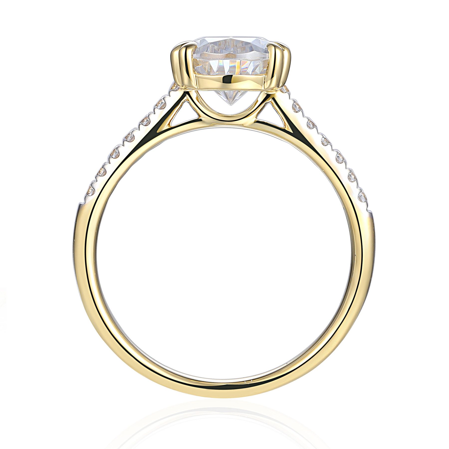 Stella-Jewellery Solitärring 585er Gelbgold Damenring Solitair m. Zirk. Tropfen (Ring mit Zirkonia (Tropfenschliff) und Seitensteinen, Zirkonia - inkl. Etui), Tropfenschliff