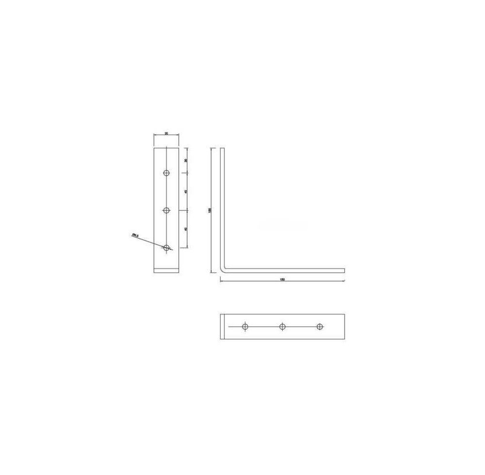 Thumbnail - dynamic24 Holzkonstruktionsbeschlag, 1x starker ALU Winkel Schwerlast 150x150x30mm 5mm stark Verbinder