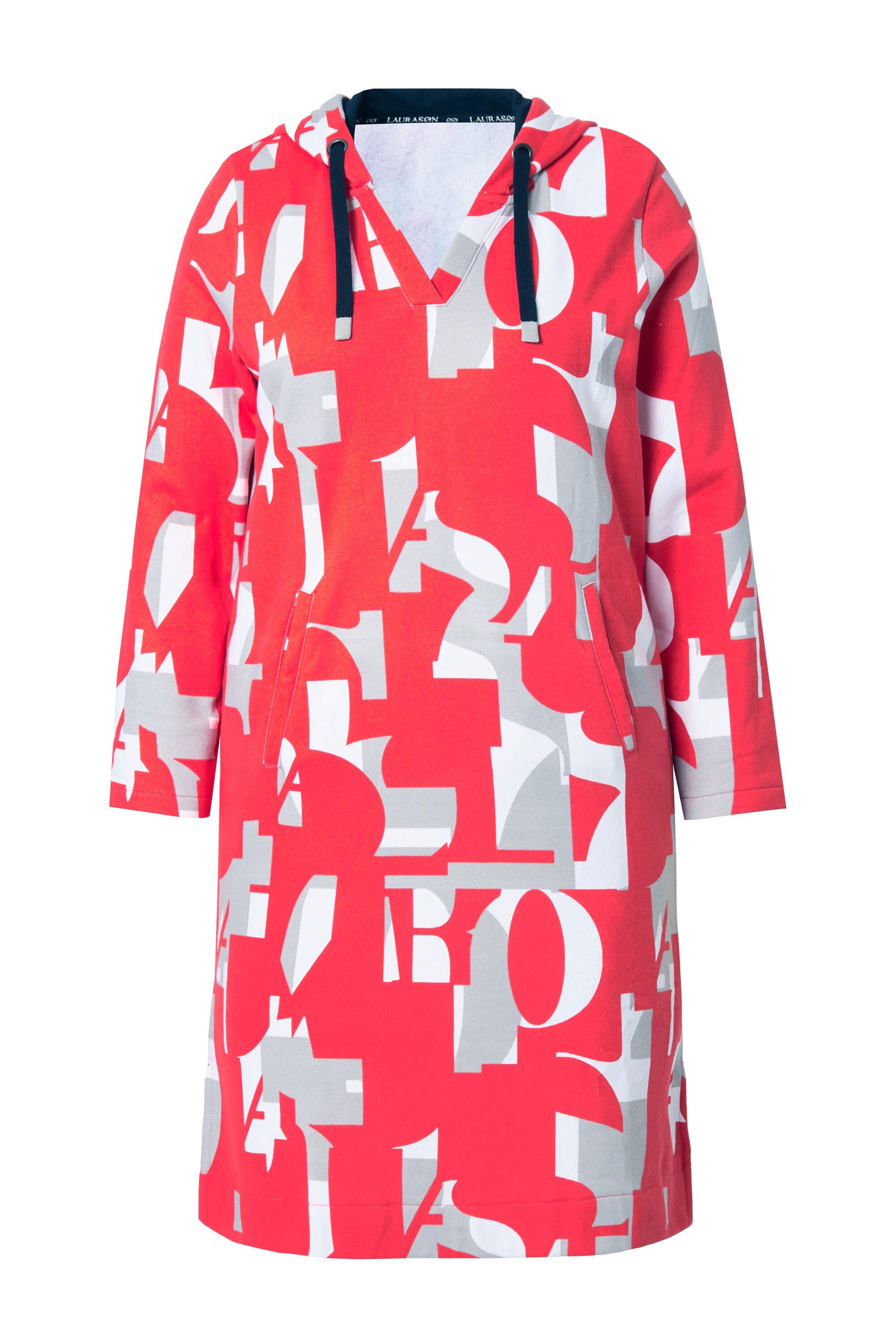 Laurasøn Midikleid Sweatkleid mit grafischen Druck Kapuze Langarm günstig online kaufen