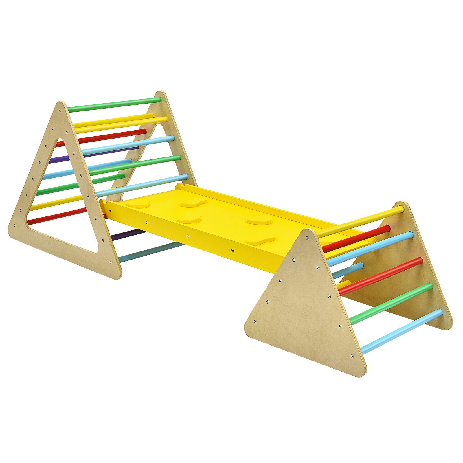 COSTWAY Klettergerüst Kletterdreieck, 3 in 1 mit Rampe