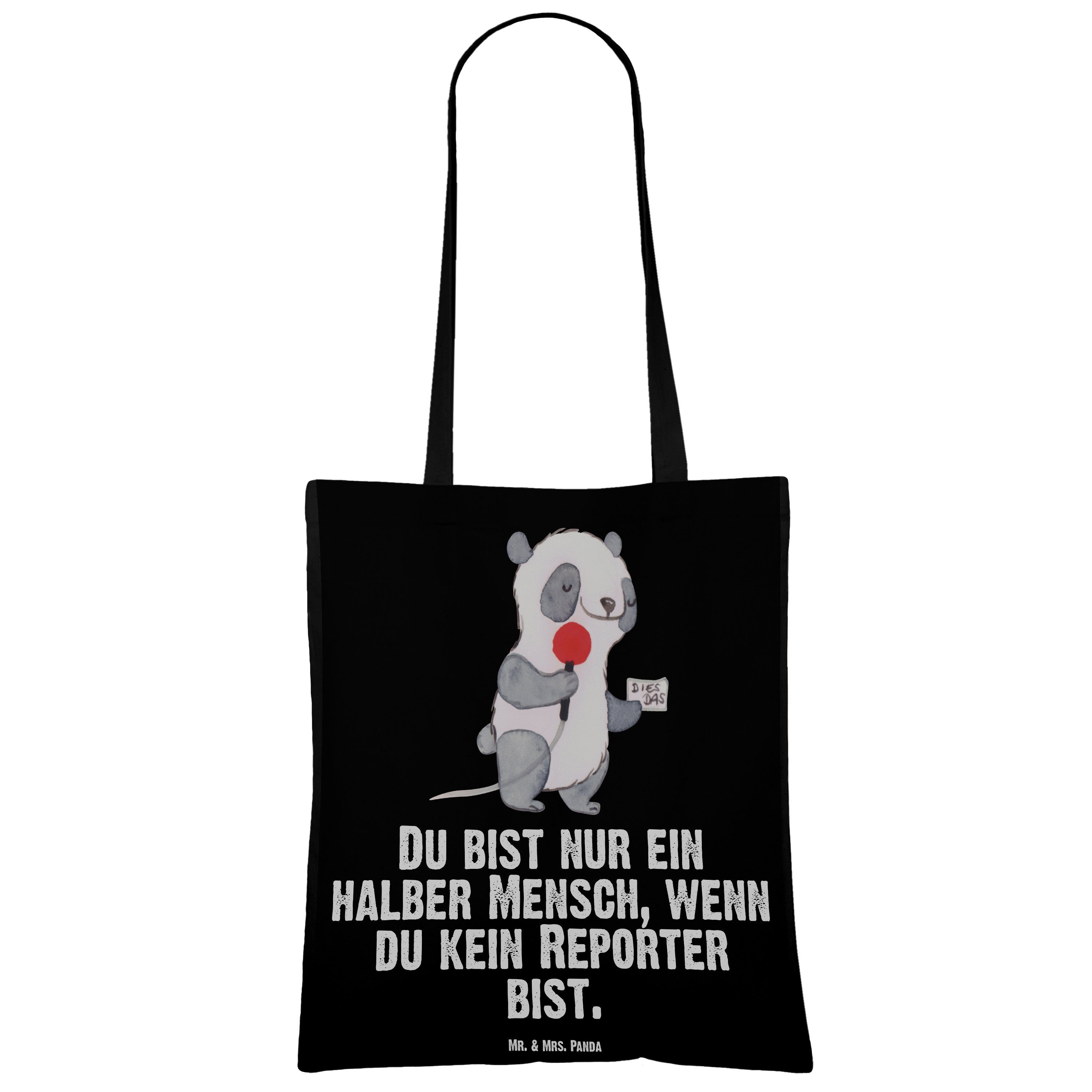 - Kollege, Mitarbeiter, Schwarz Reporter Panda Geschenk, - Tragetasche (1-tlg) Jutebeu & Mr. Herz mit Mrs.