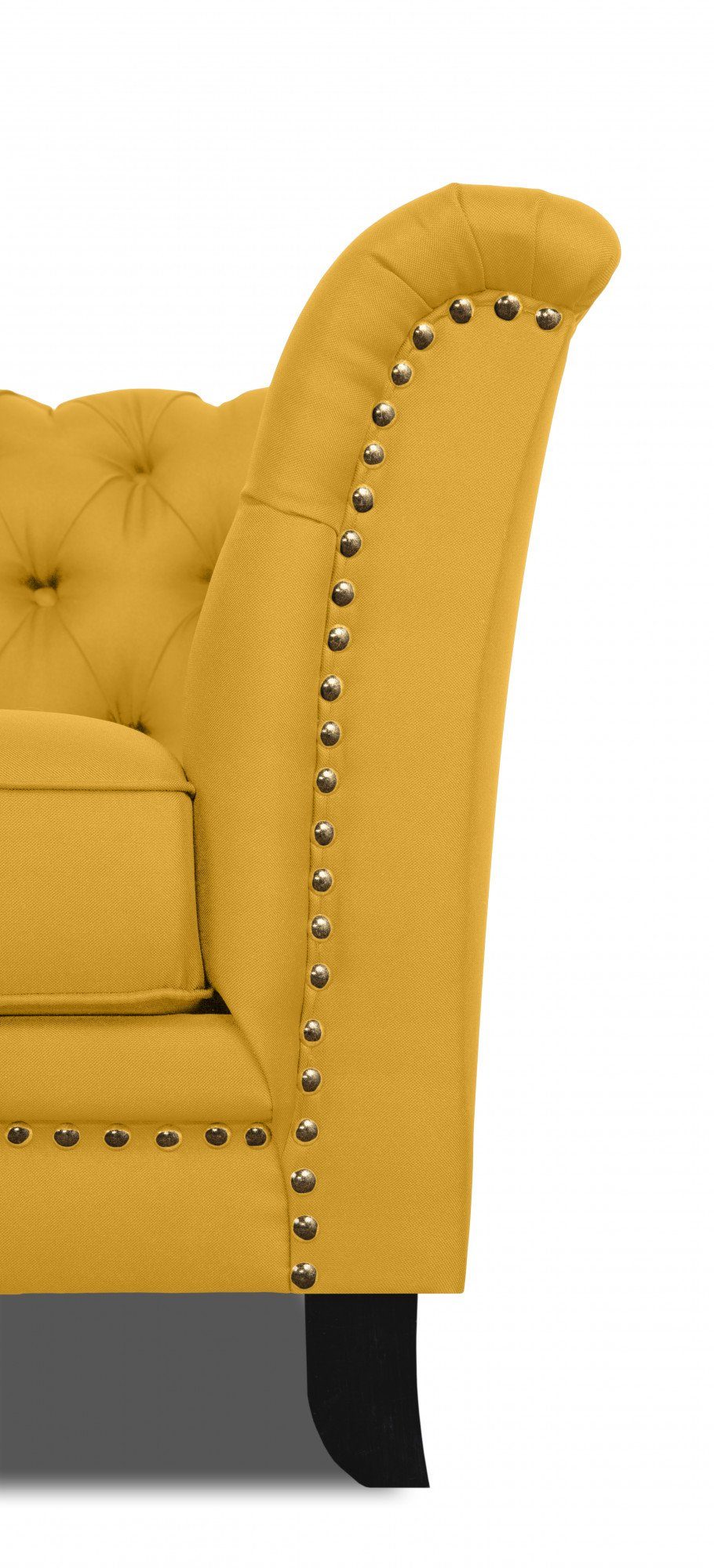 Nietenbesatz 2-Sitzer typischer Chesterfield Leonique mit Knopfheftung Lynelle, Design und