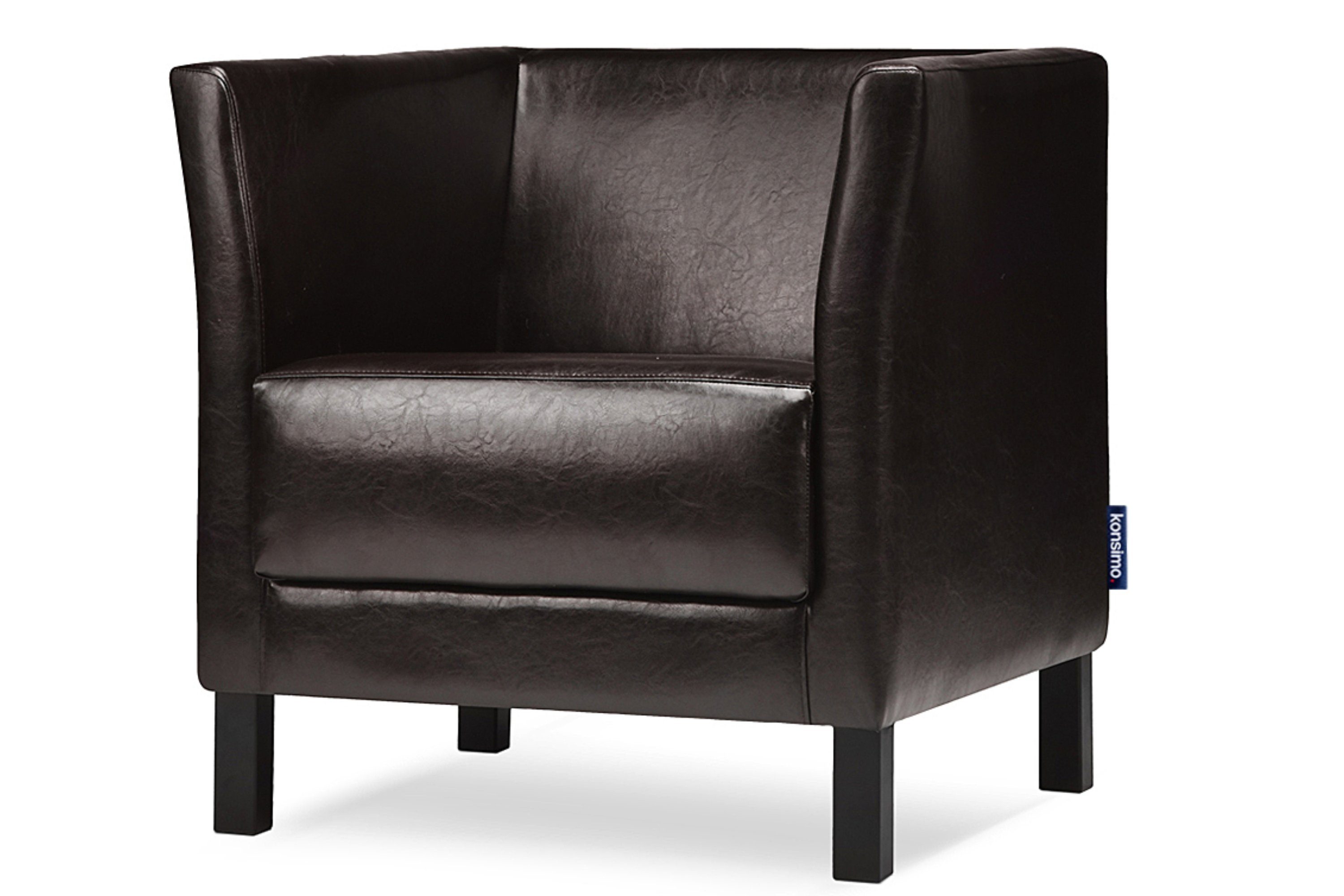 Konsimo Sessel ESPECTO Sessel, hohe Massivholzbeine, weiche Sitzfläche und hohe Rückenlehne, Kunstleder dunkelbraun | dunkelbraun | Dunkelbraun