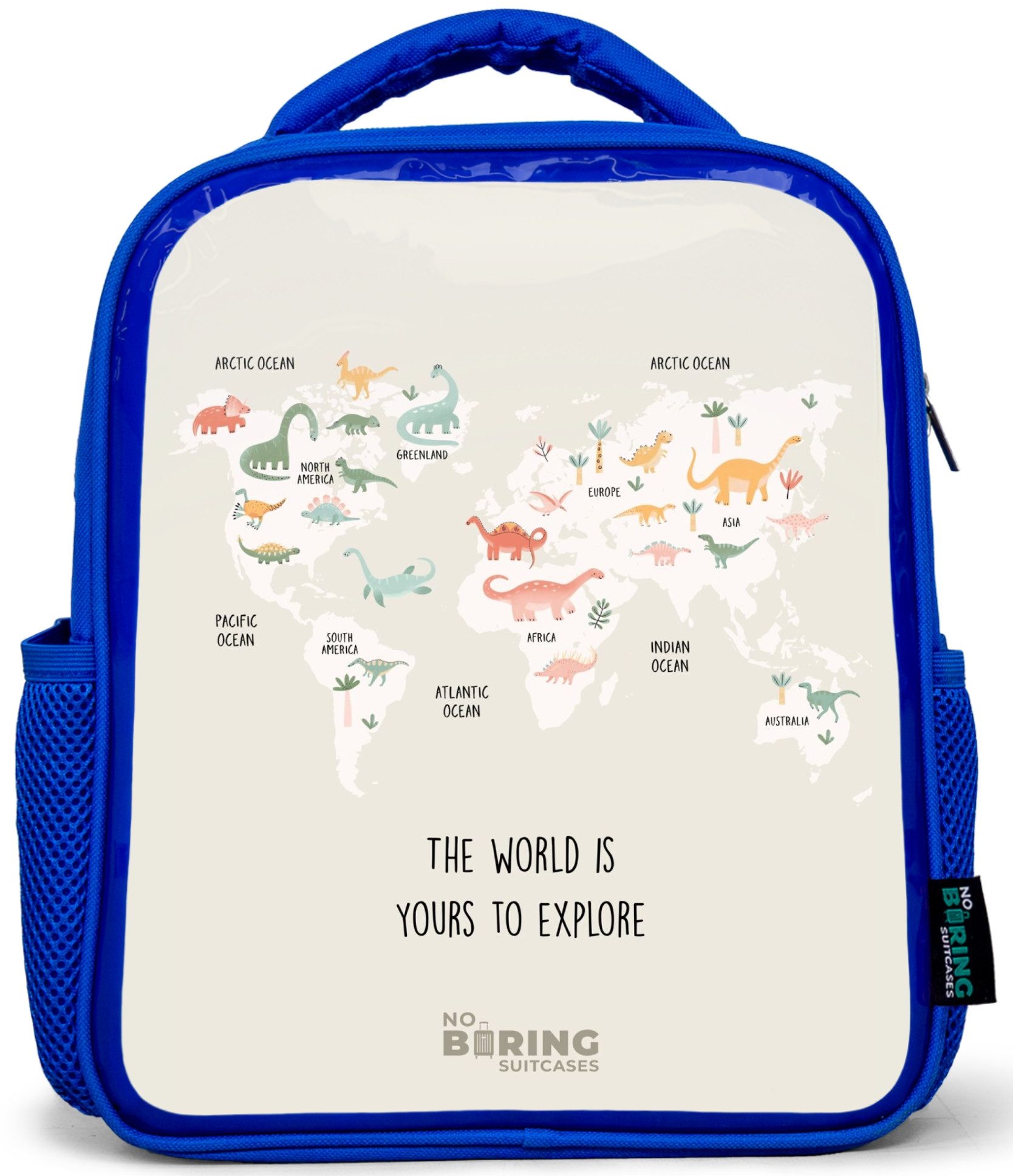 Rucksack Blau - Dino-Weltkarte