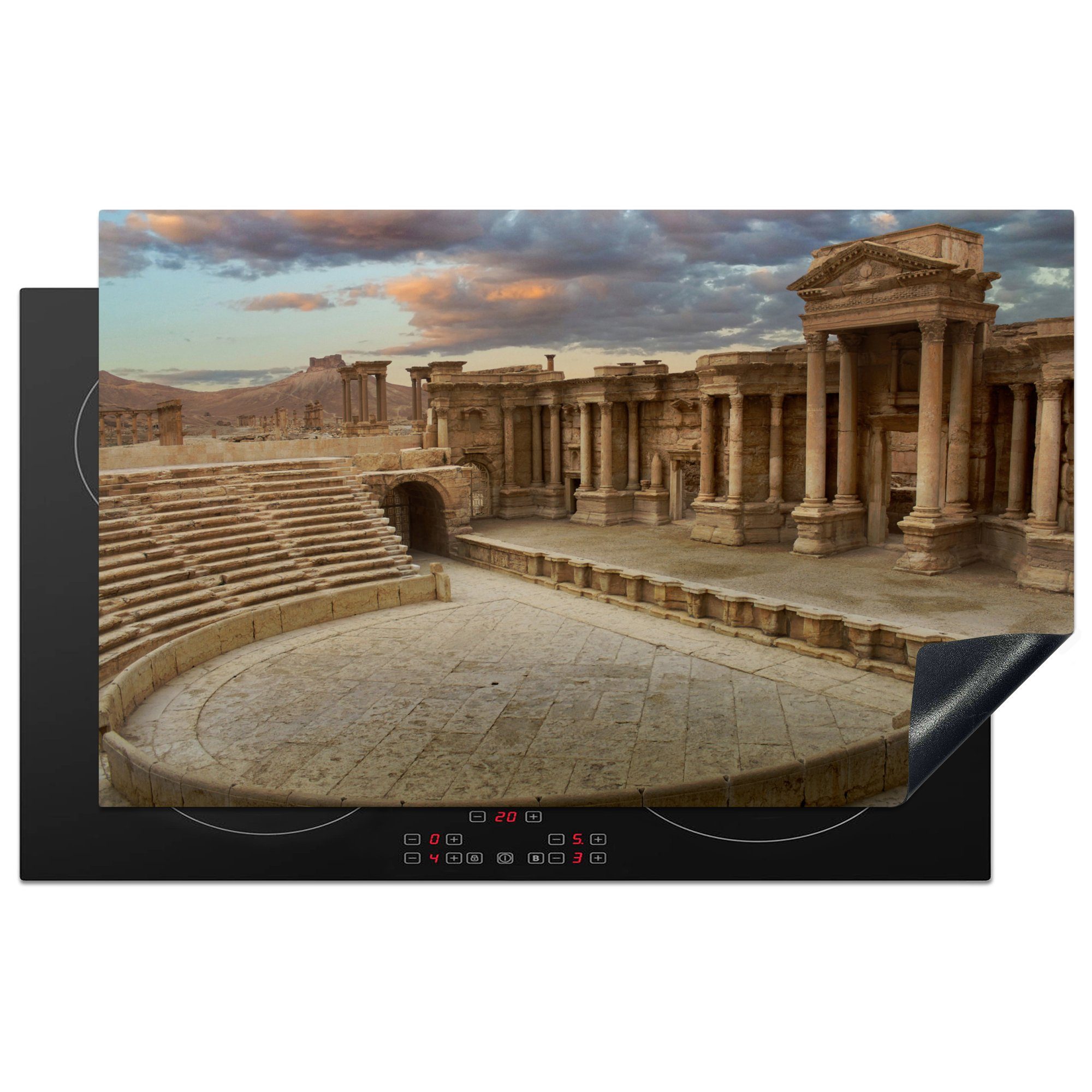 83x51 tlg), Theater Herdblende-/Abdeckplatte Vinyl, (1 Arbeitsplatte Das MuchoWow cm, von küche Palmyra, Ceranfeldabdeckung, für