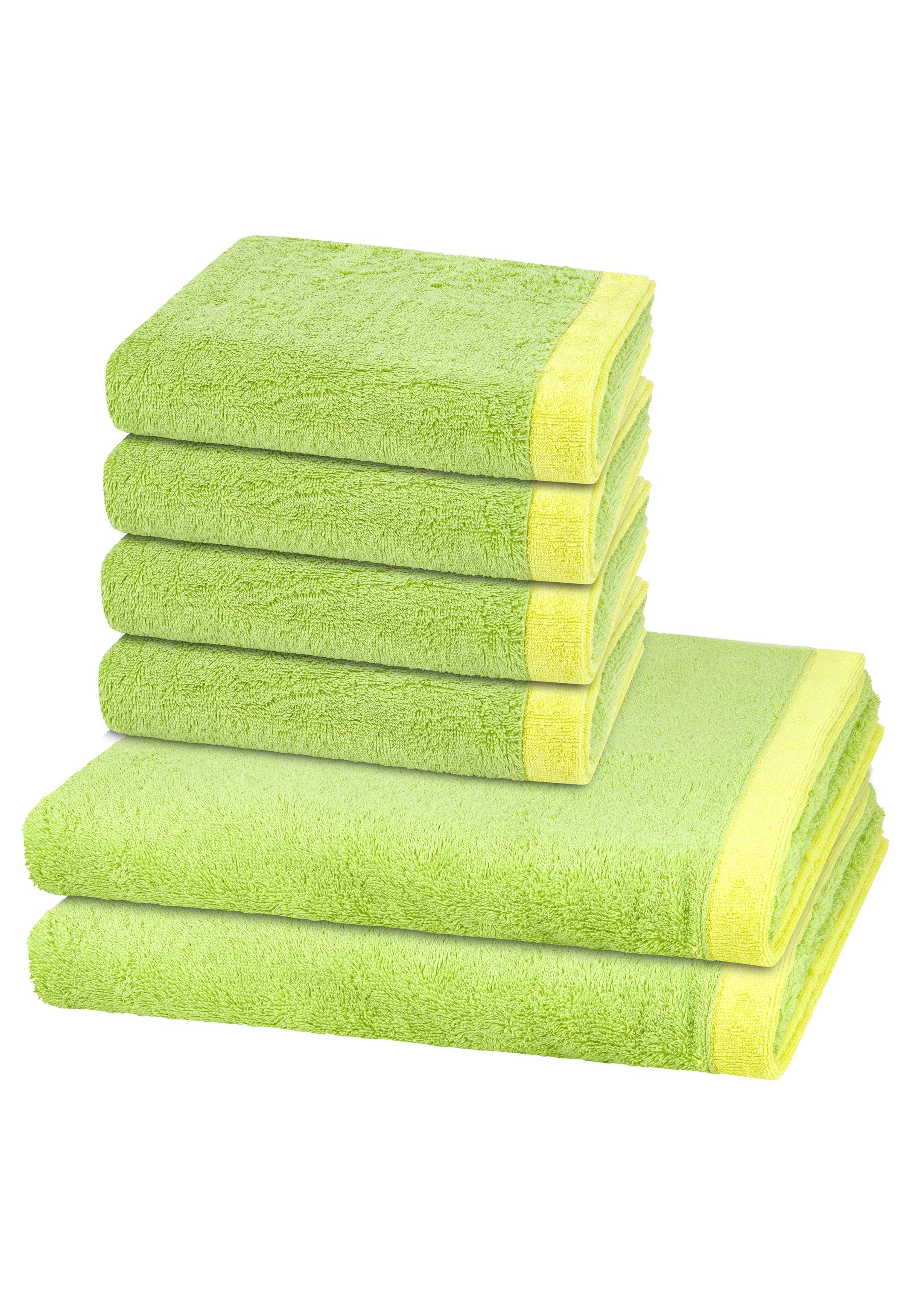 Cawö Handtuch Set Lifestyle Splash, Walkfrottee (Spar-Set, 6-St), 4 X Handtuch 2 X Duschtuch im Set - Baumwolle - Saugstark