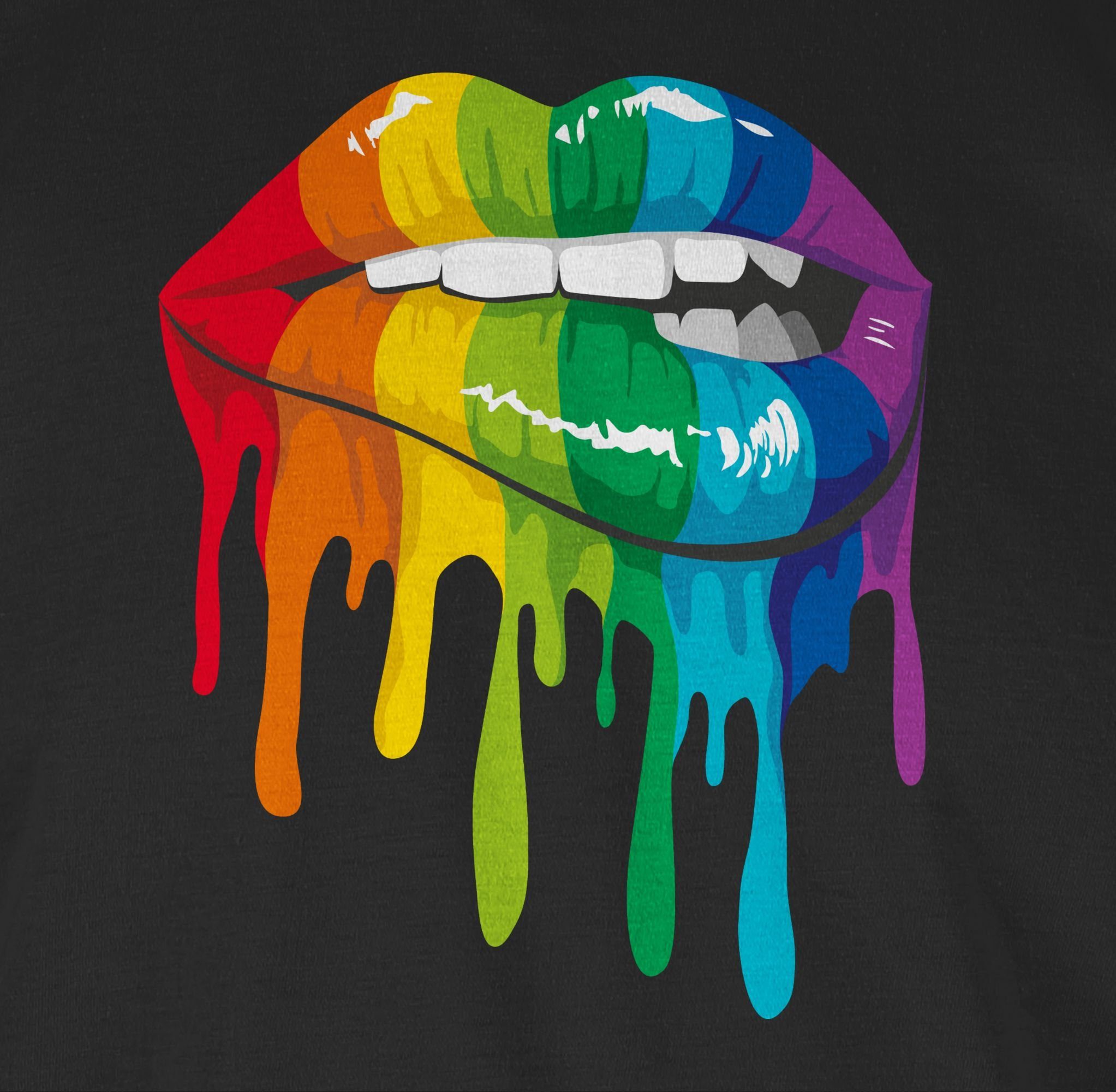 1 LGBT Shirtracer LGBT & Lippen T-Shirt LGBTQ Kleidung Schwarz