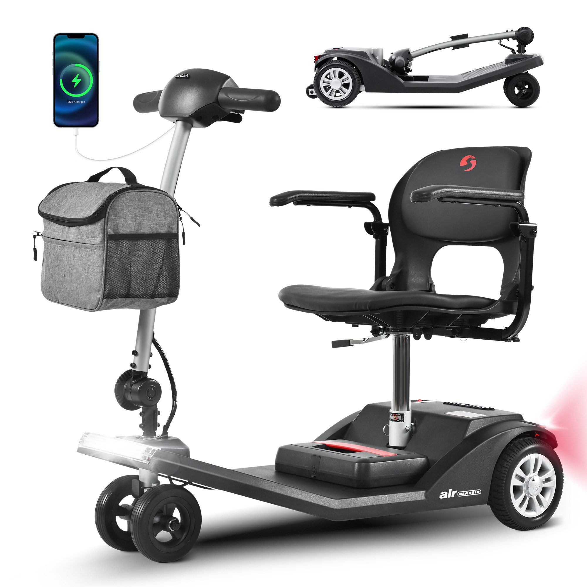 Vankel Elektromobil Air class Elektro-Mobilitätsroller, seniorengerecht, max.20km,6km/h, 14,8 kg Gewicht Flugakku zugelassen 6 km/h großer Stauraum