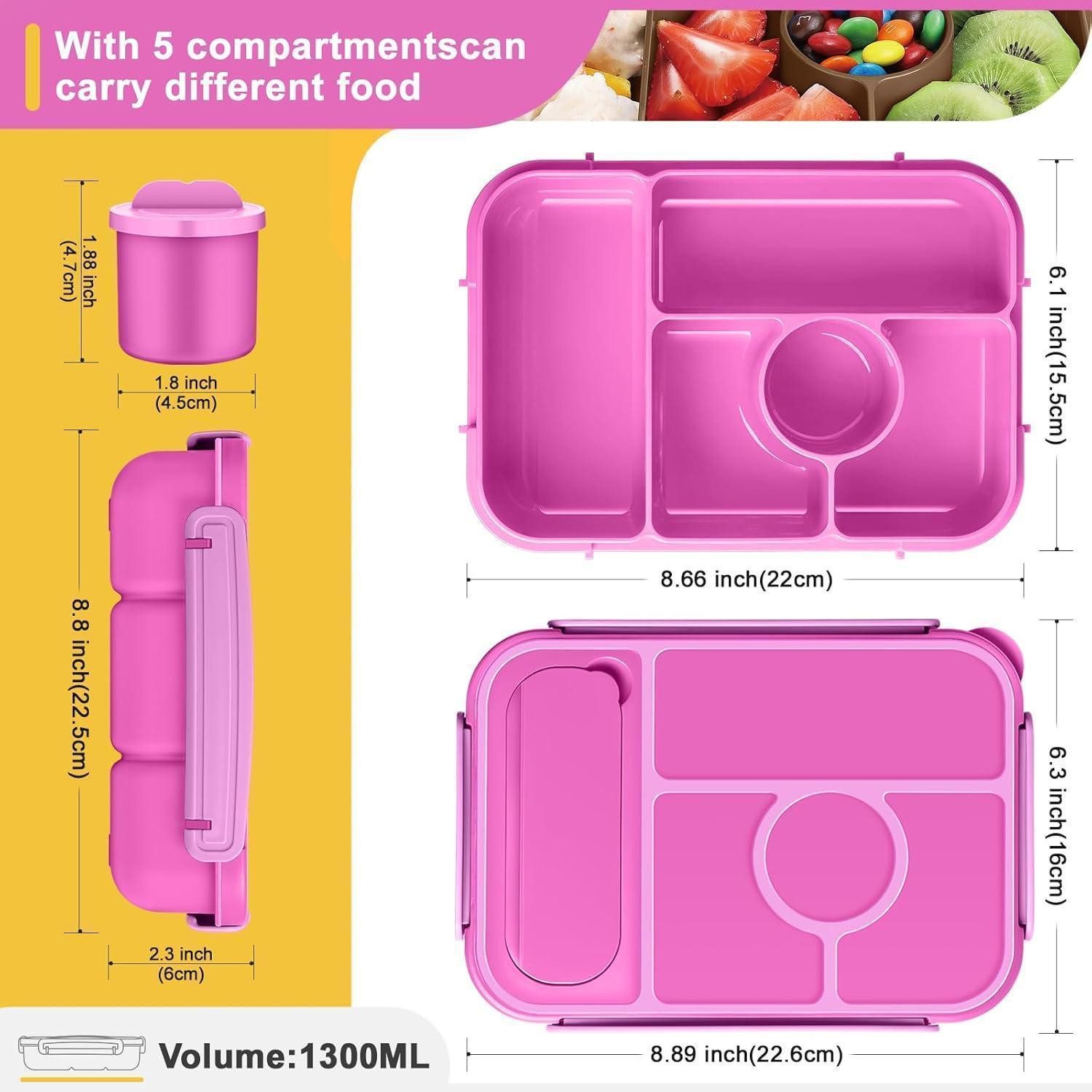 LuxusKollektion Lunchbox Brotdose Bento Lunchbox 1300ml 5Fächer Kinder BPAfrei Red Lily