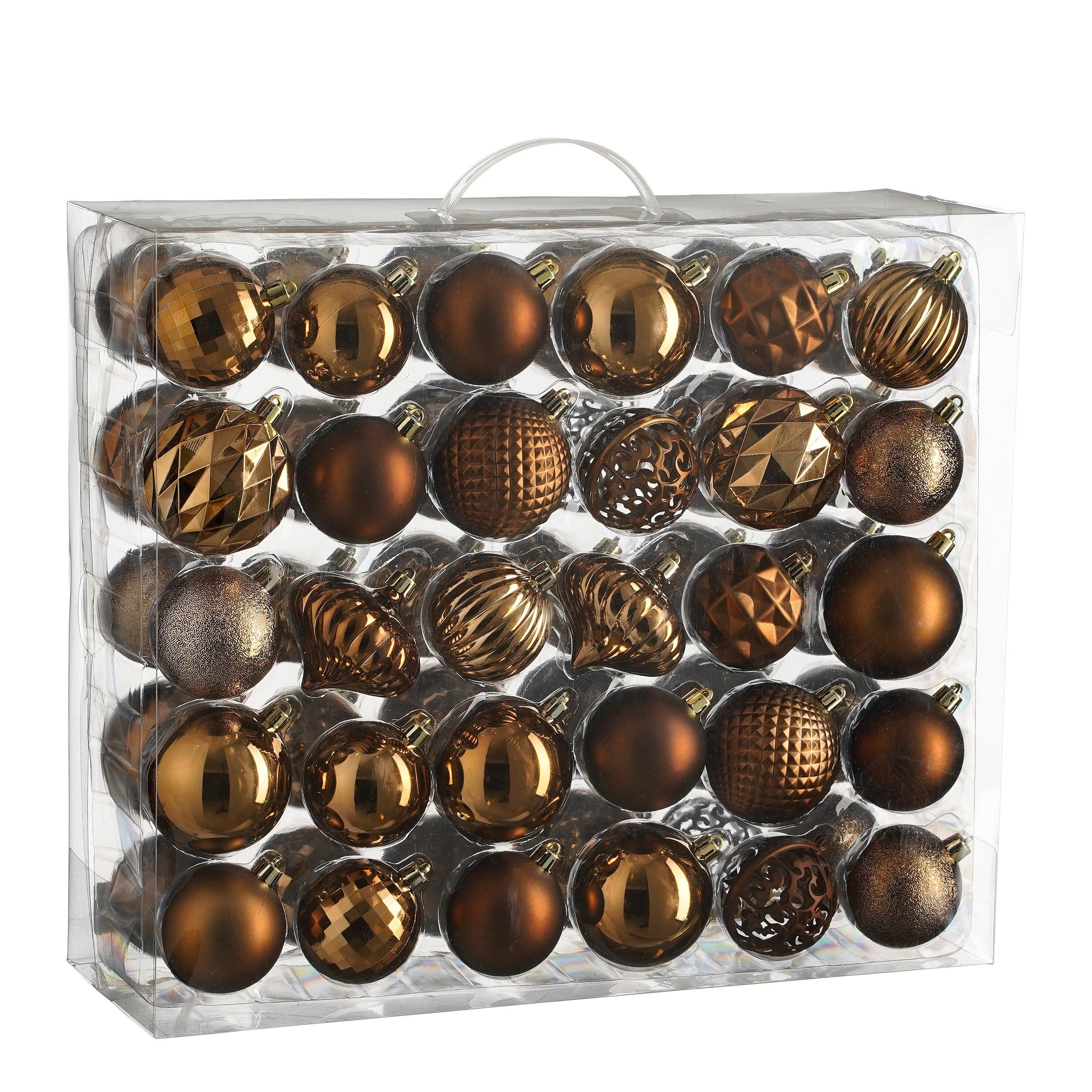 Mica Decorations Weihnachtsbaumkugel Mica Decorations Baum Dekoration bruchfest braun 60 Stueck - d7cm