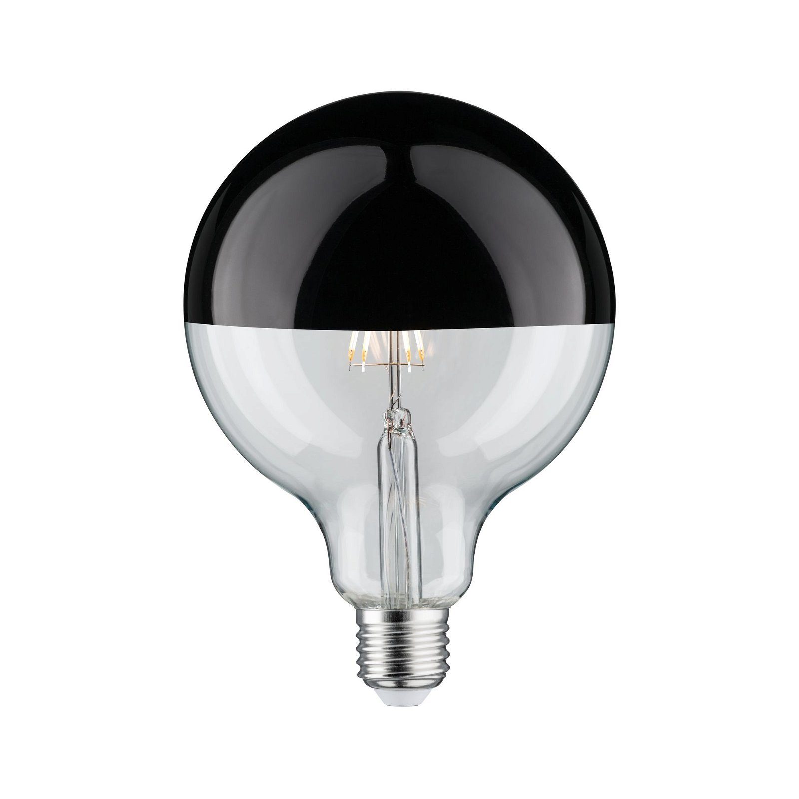 600lm Warmweiß LED-Leuchtmittel 6,5W G125 230V chrom, 1 St., schwarz Kopfspiegel Paulmann 2700K