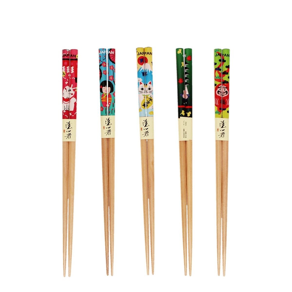 Rex London Essstäbchen aus Holz 5 Paar Asiastäbchen 22cm Sushi – Bild 2 von 3