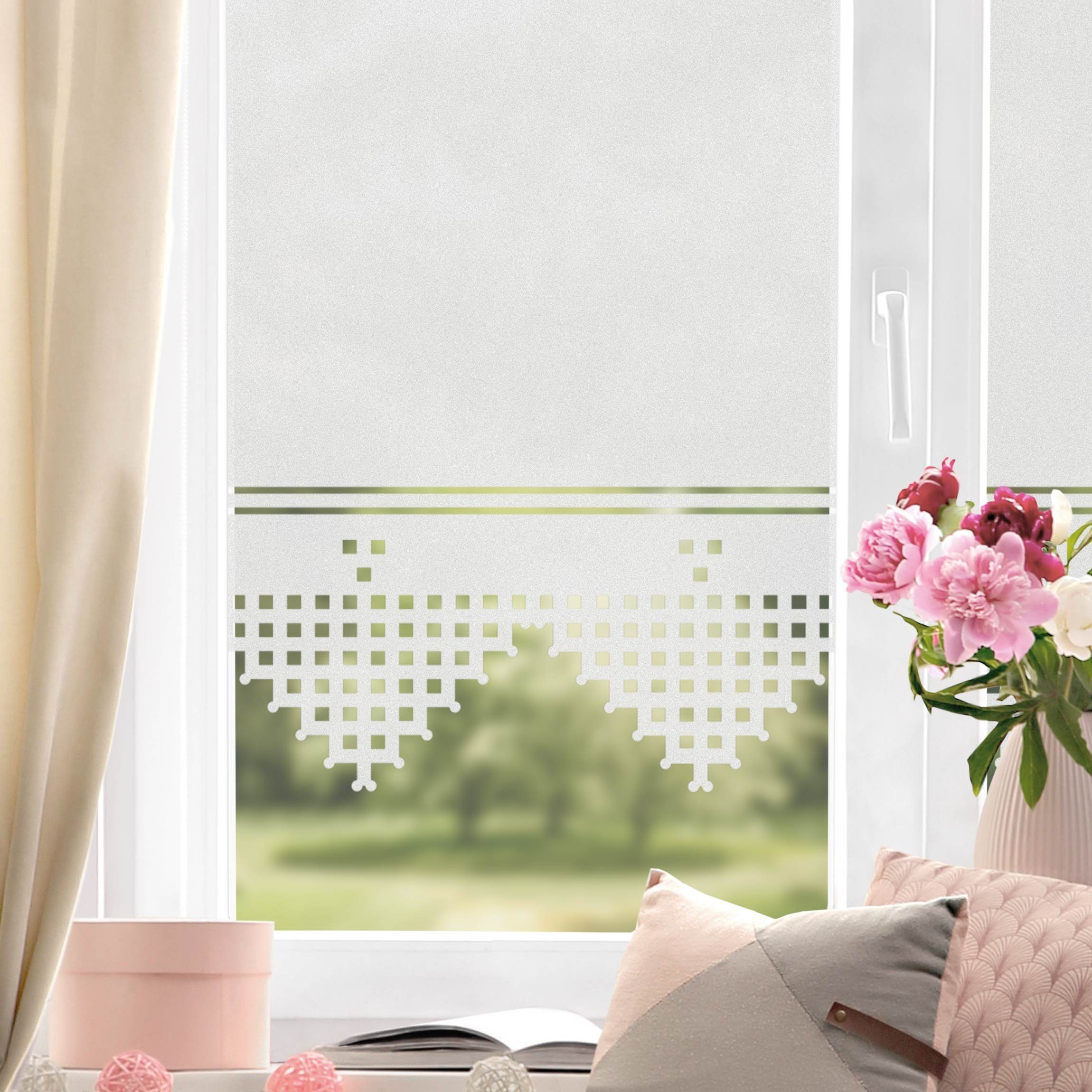 Bilderdepot24 Fensterfolie statisch haftend Motiv Fensterdeko Geklöppelt Muster, blickdicht, Innen Fenster Tür Balkontür Küche Badezimmer Wohnzimmer Schlafzimme – Bild 2 von 5