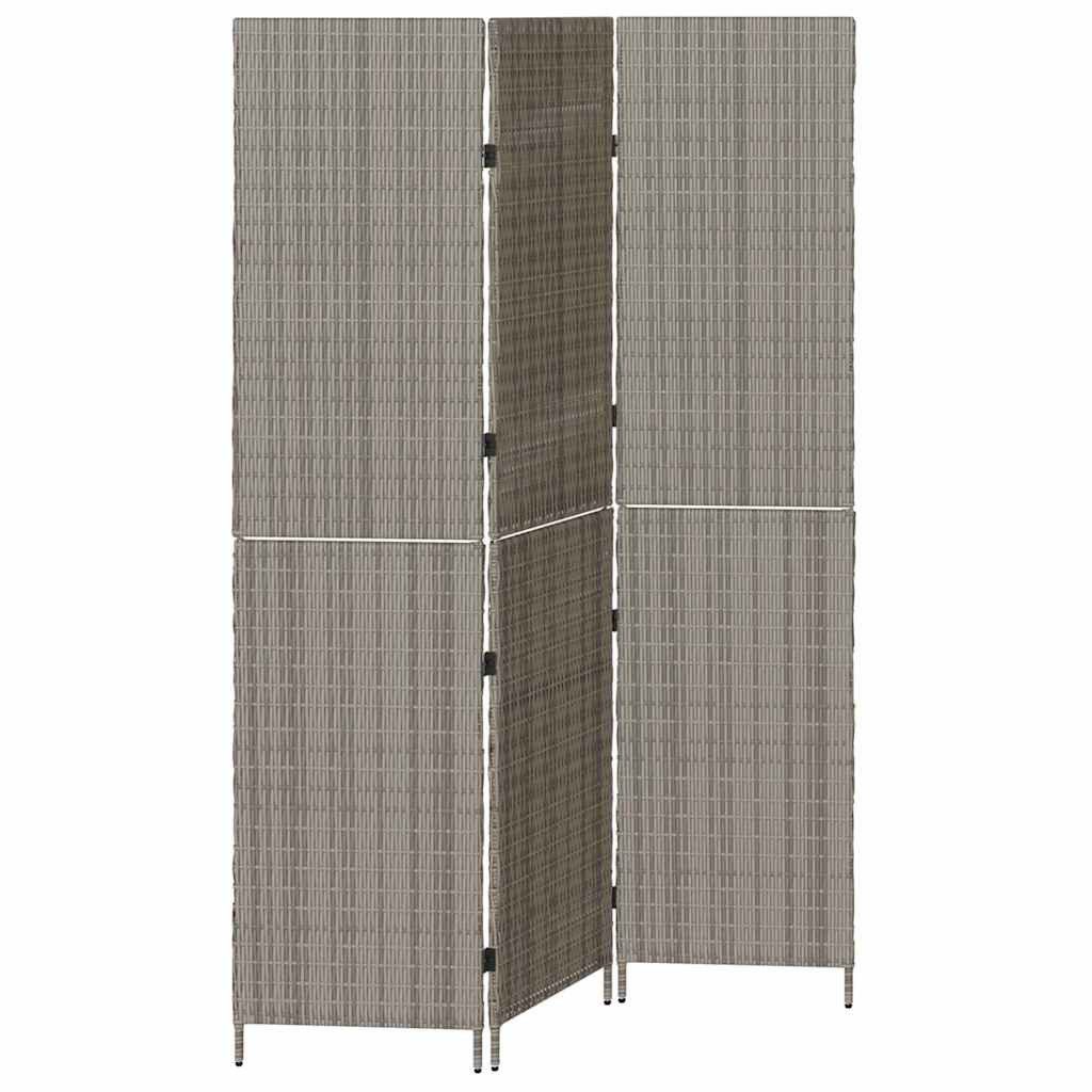 vidaXL Raumteiler Raumteiler Grau 146 x 180 cm Poly-Rattan, 1-tlg.