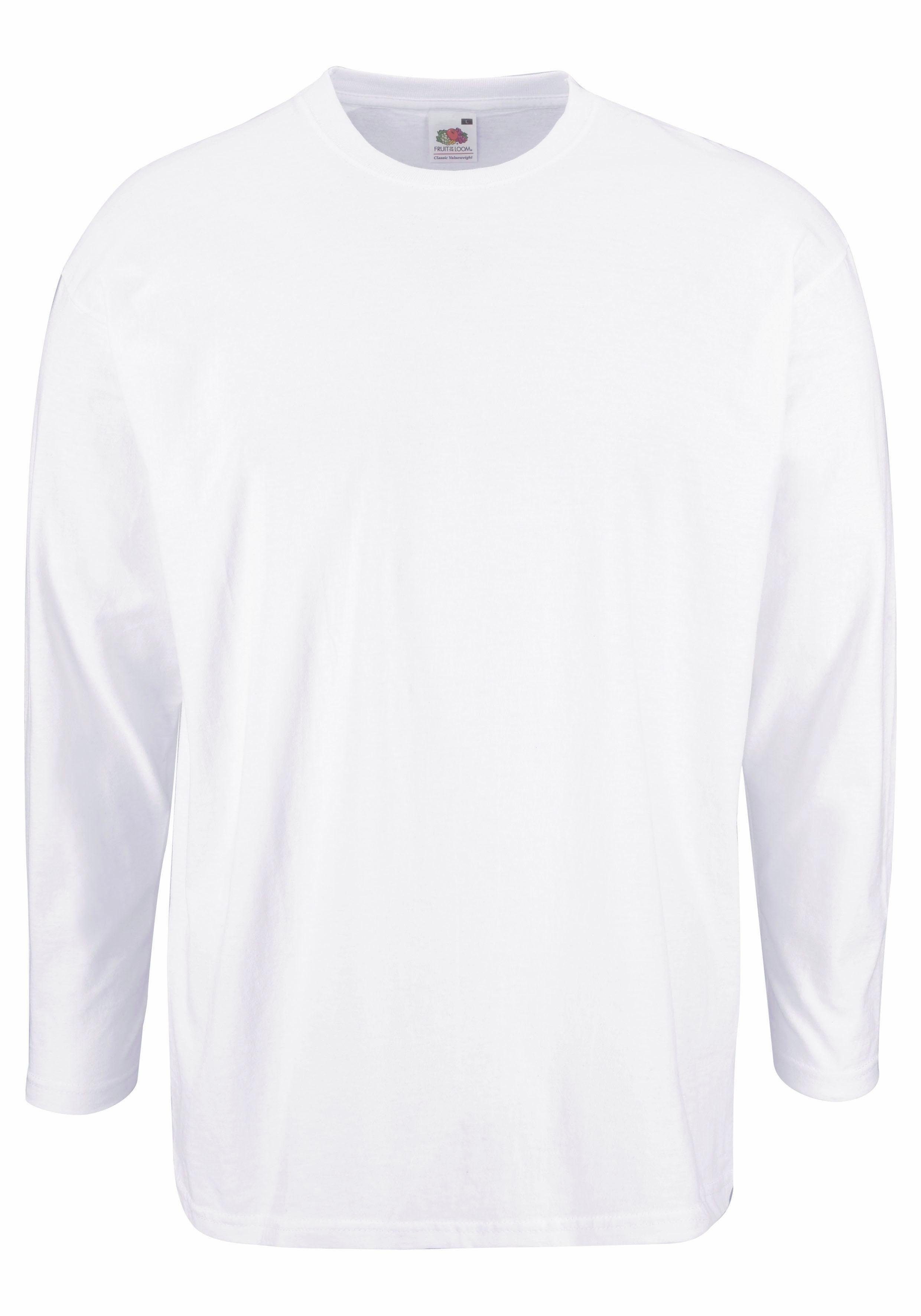 Fruit of the Loom Langarmshirt (Packung, 2-tlg) aus reiner Baumwolle, 2-er Pack