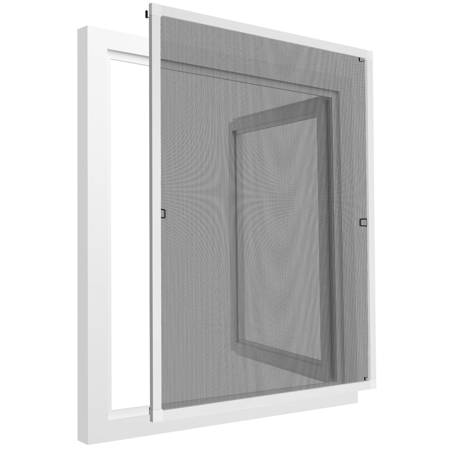 tectake Insektenschutz-Fensterrahmen Fliegengitter mit Aluminiumrahmen ohne Bohren und Schrauben, (Mückenschutz, für Fenster in weiß), wetter- und UV-beständig, kürzbar, licht- und luftdurchlässig