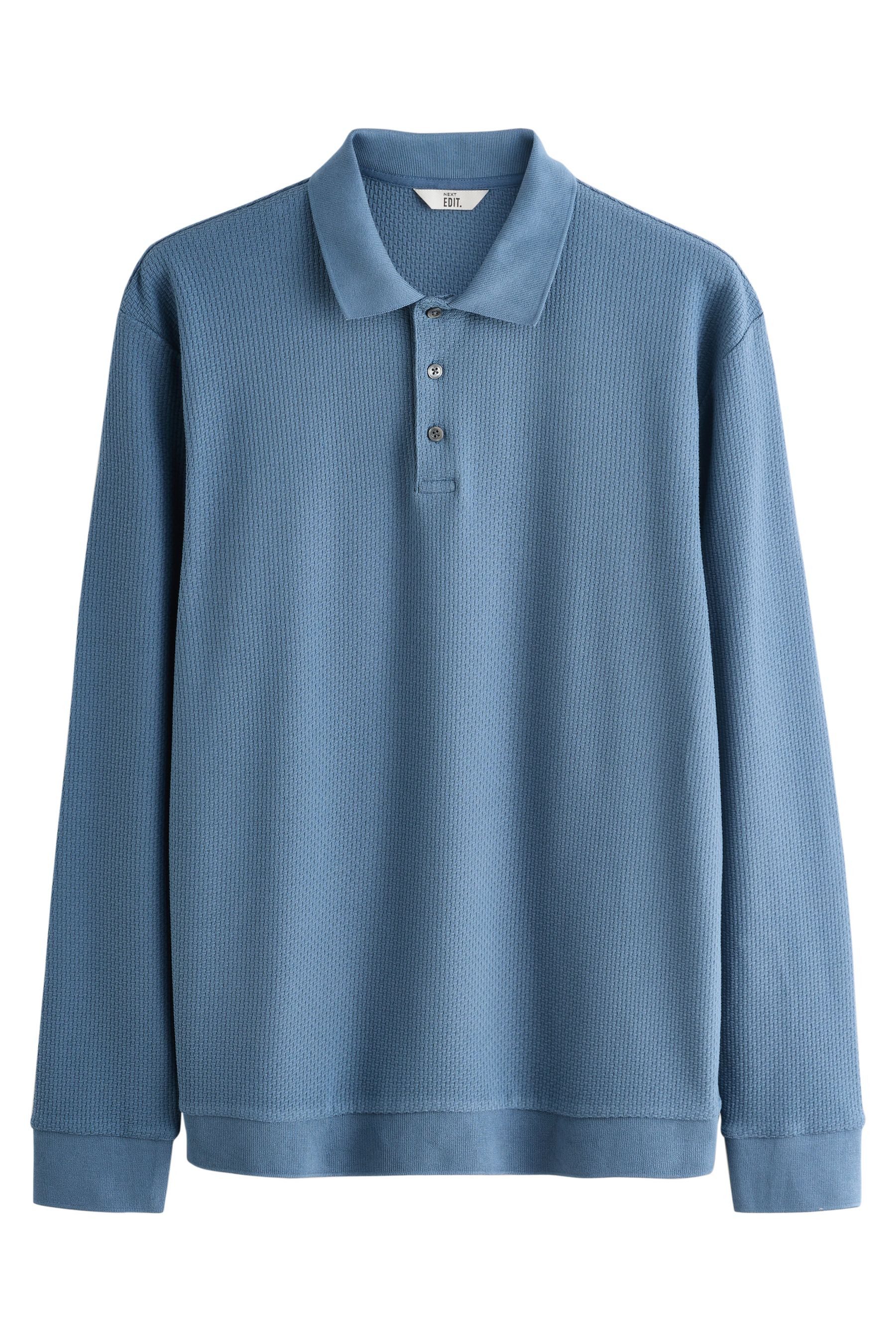 Next Langarm-Poloshirt EDIT Langärmeliges strukturiertes Poloshirt (1-tlg)