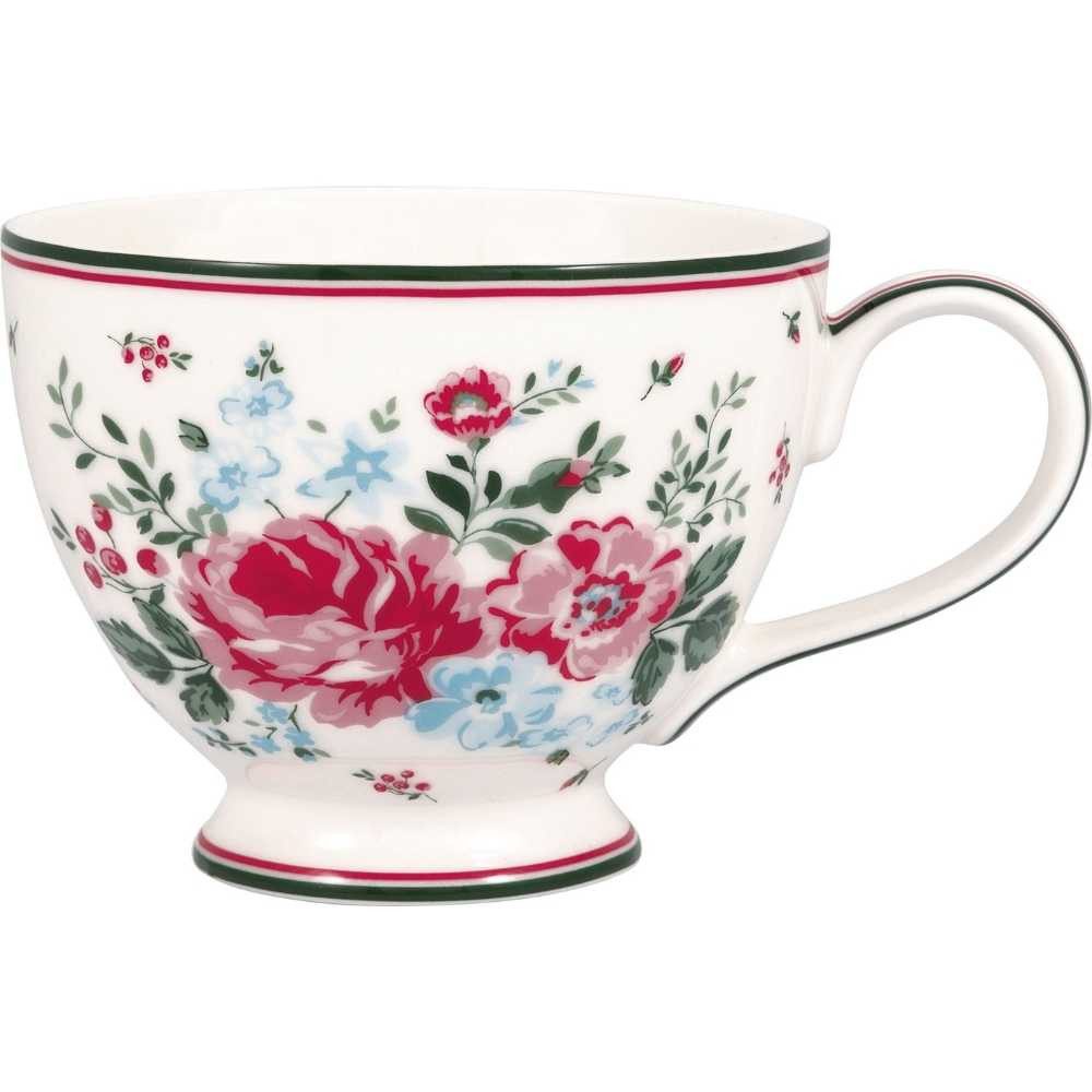 Greengate Becher Greengate Teetasse ERICA Weiß mit Blumen