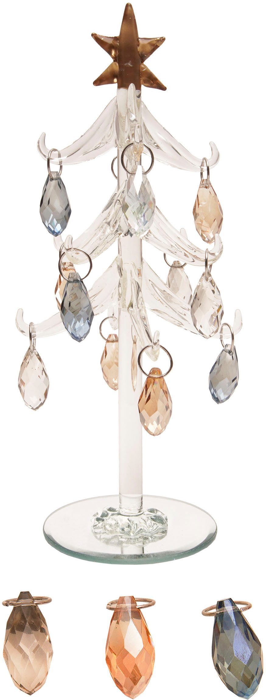 Krebs Glas Lauscha Weihnachtskugelständer Home Decor Glasbaum mit Glasornamenten mehrfarbig 20cm, Dekoriert mit Liebe zum Detail