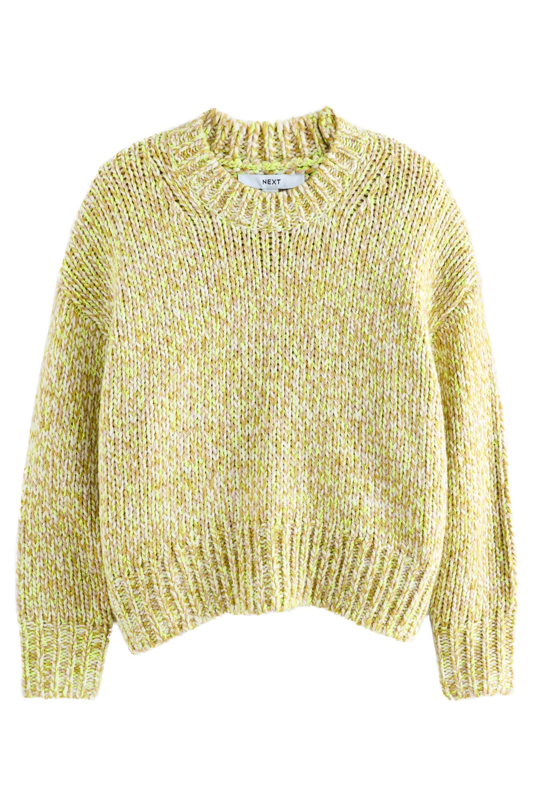 Rundhalspullover Rundhals-Strickpullover mit Drehdetail
