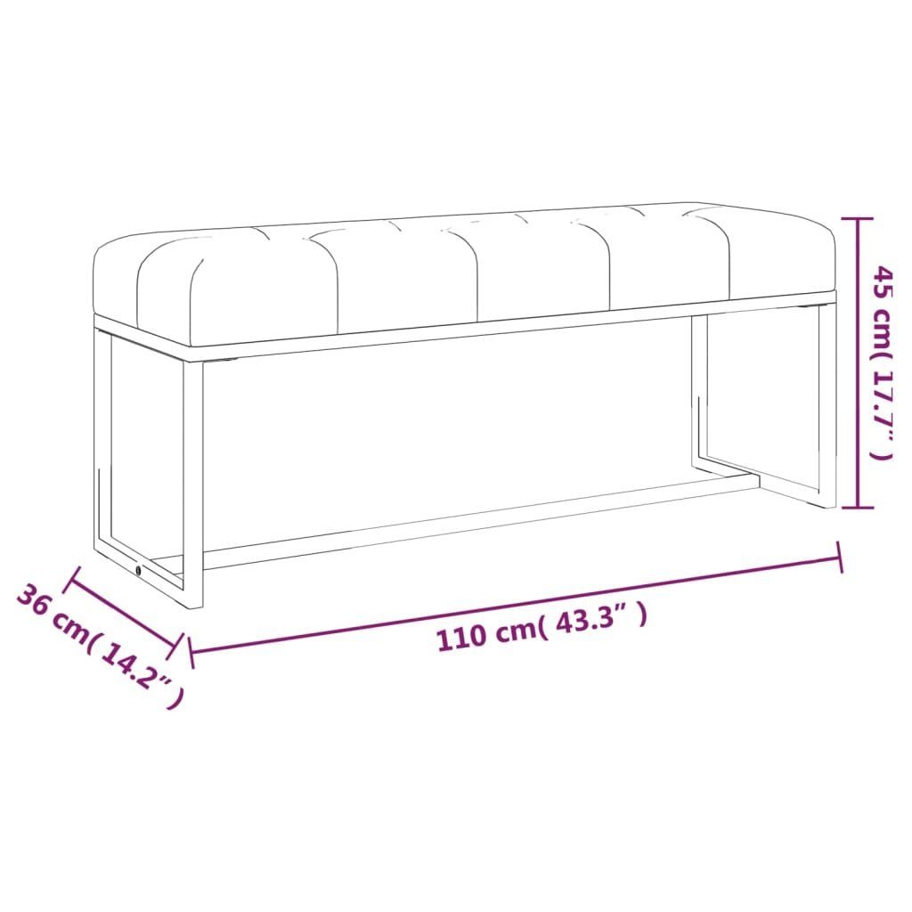 cm Sitzbank Samt Truhenbank 110x36x45 furnicato Grau