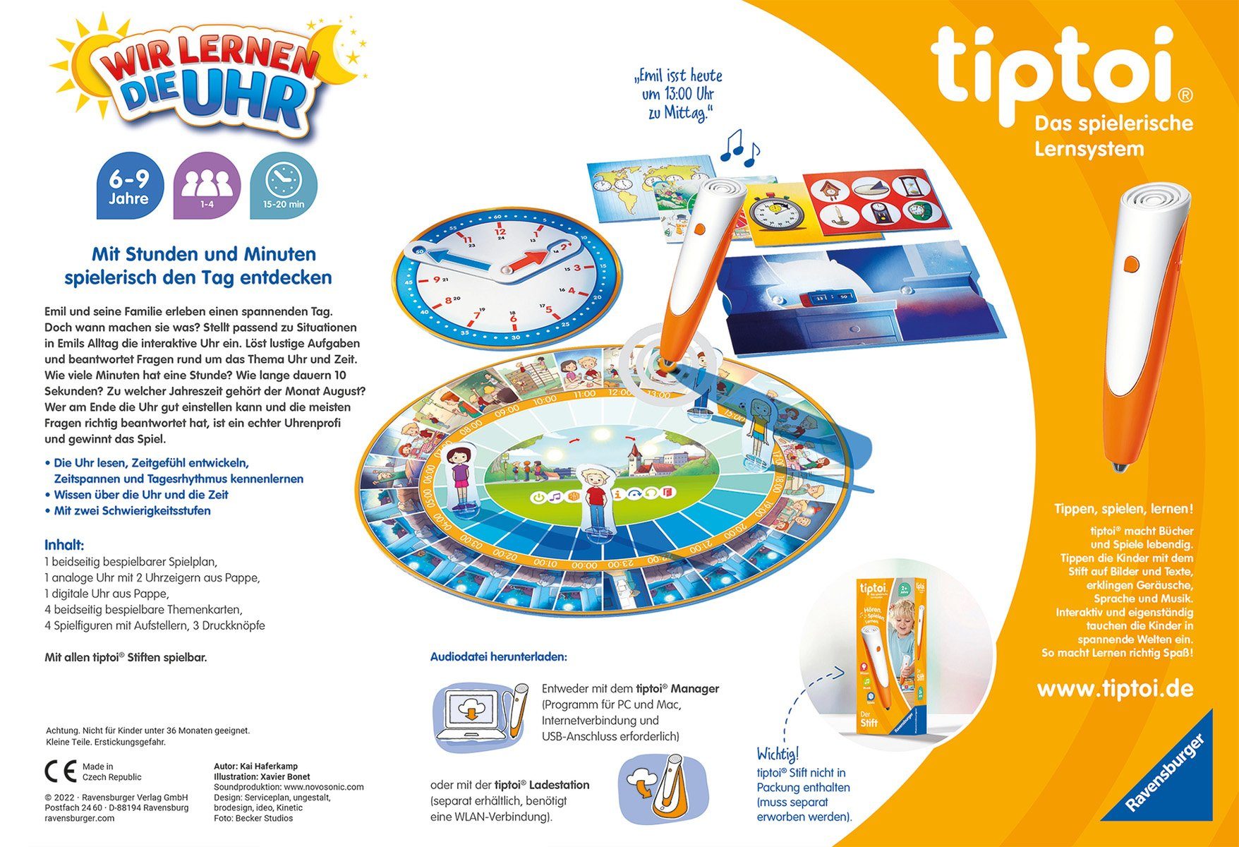 Ravensburger Spiel tiptoi® Wir lernen die Uhr, Made in Europe – Bild 4 von 4