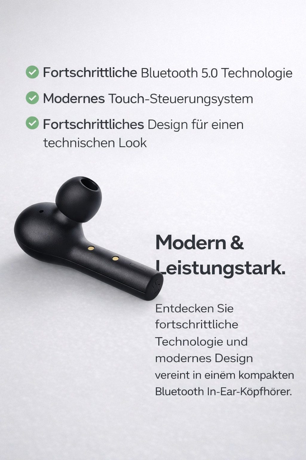 AUKEY In-Ear-Kopfhörer Bluetooth-Kopfhörer (Touch-Steuerung, Unterstützung von Sprachassistenten bei kompatiblen Geräten, Bluetooth 5.0, EP-T21 Bluetooth In-Ear-Kopfhörer mit Touch-Steuerung & Ladecase)