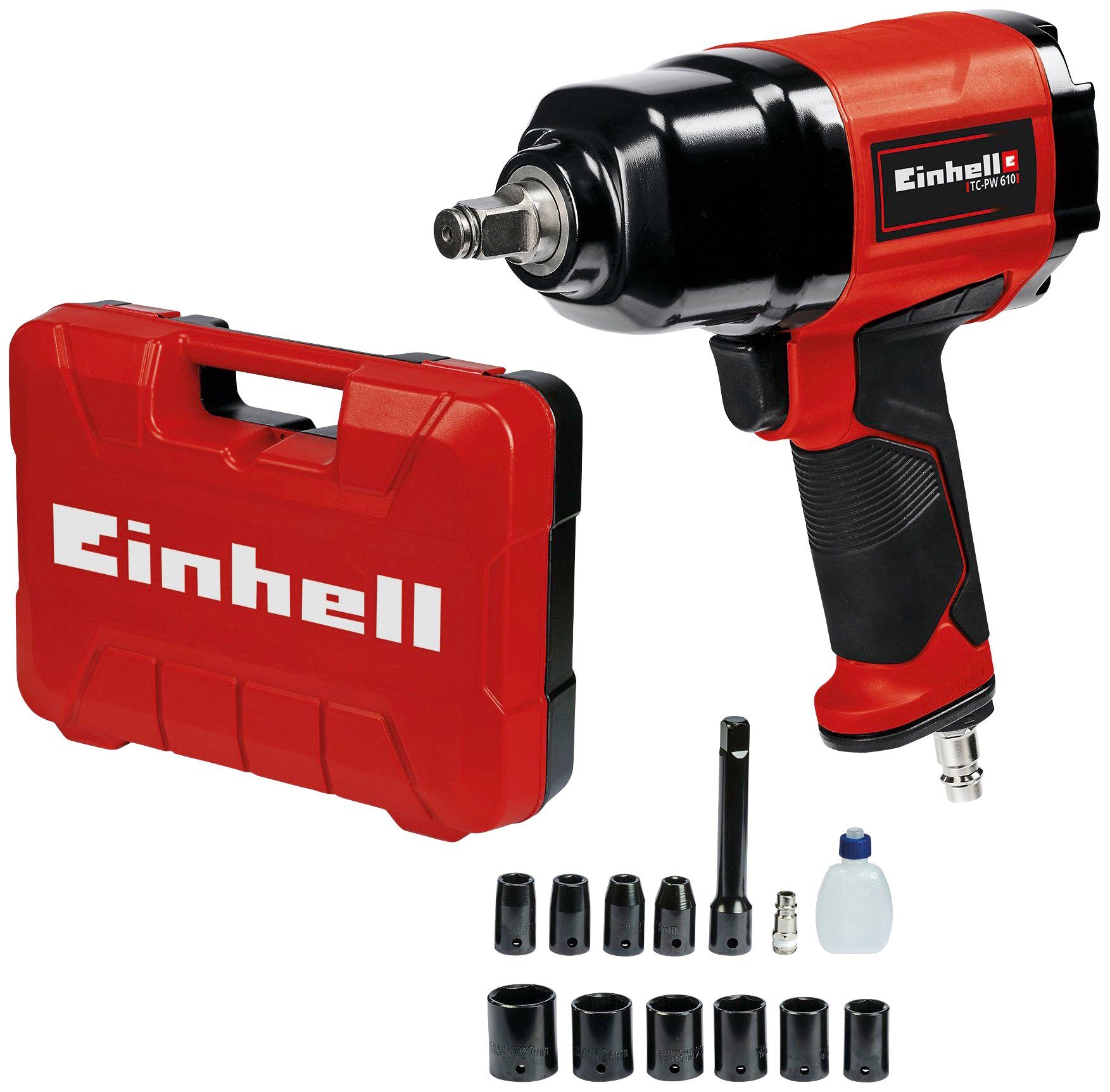 Einhell Druckluft-Schlagschrauber TC-PW 610, 7000 U/min, 610 Nm, (Set,  5-tlg), Schlagschrauber mit einem max. Drehmoment von 610 Nm