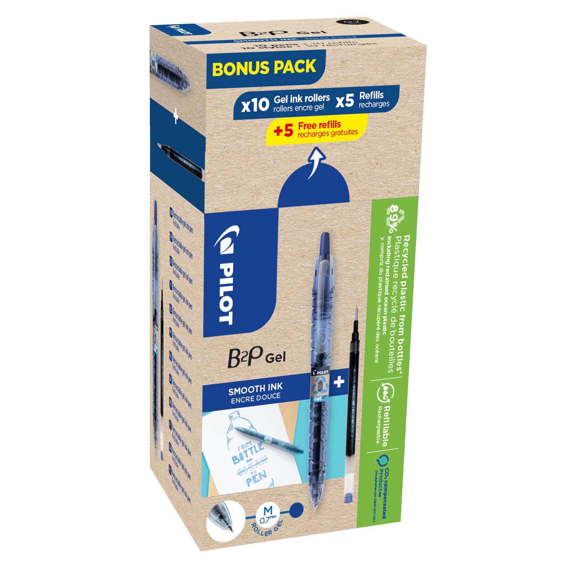 Pilot Pen Gelroller Gelschreiber B2P 2719703G10M 0,7mm blau Set 10+10 Minen