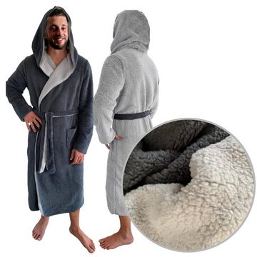 HOMELEVEL Bademantel Sherpa Wende Bademantel Herren - Mit Kapuze - Winter Warm, Polyester