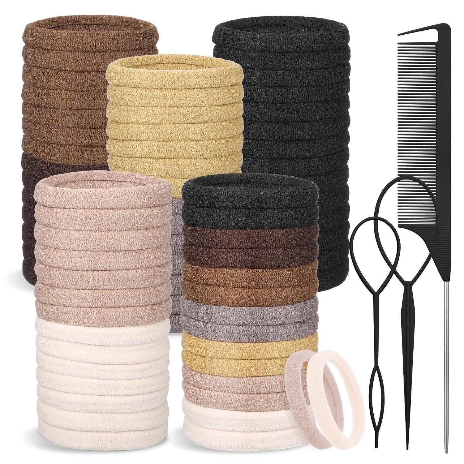 LuxusKollektion Stielkamm 100 Haargummis 4.3cm Große Damen Herren Haar mit Stielkamm
