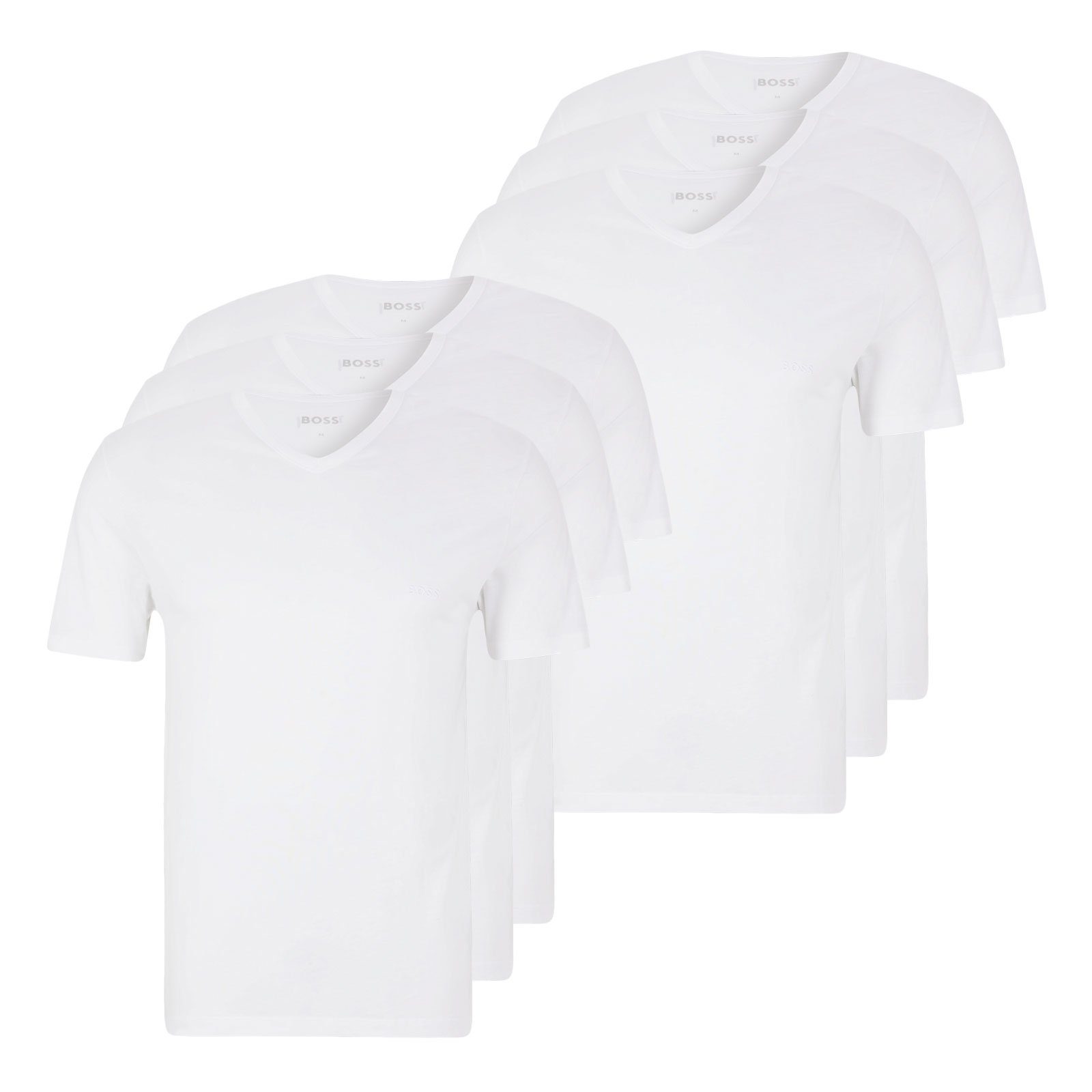 BOSS Unterziehshirt Classic T-Shirt geripptem (6-St) mit fein V-Ausschnitt