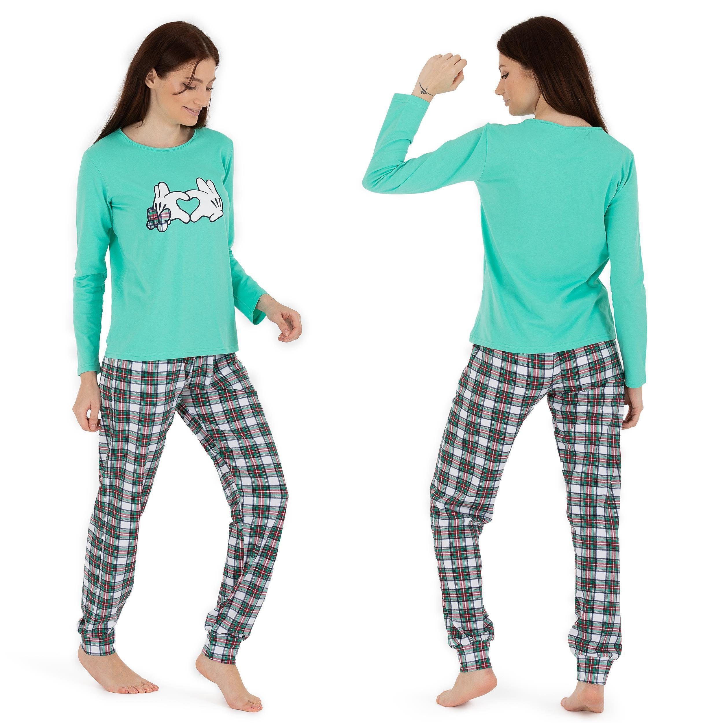 LOREZA Schlafanzug Damen Pyjama Set zweiteiliger Schlafanzug Hausanzug Nachtwäsche langar (Set, 2 tlg)