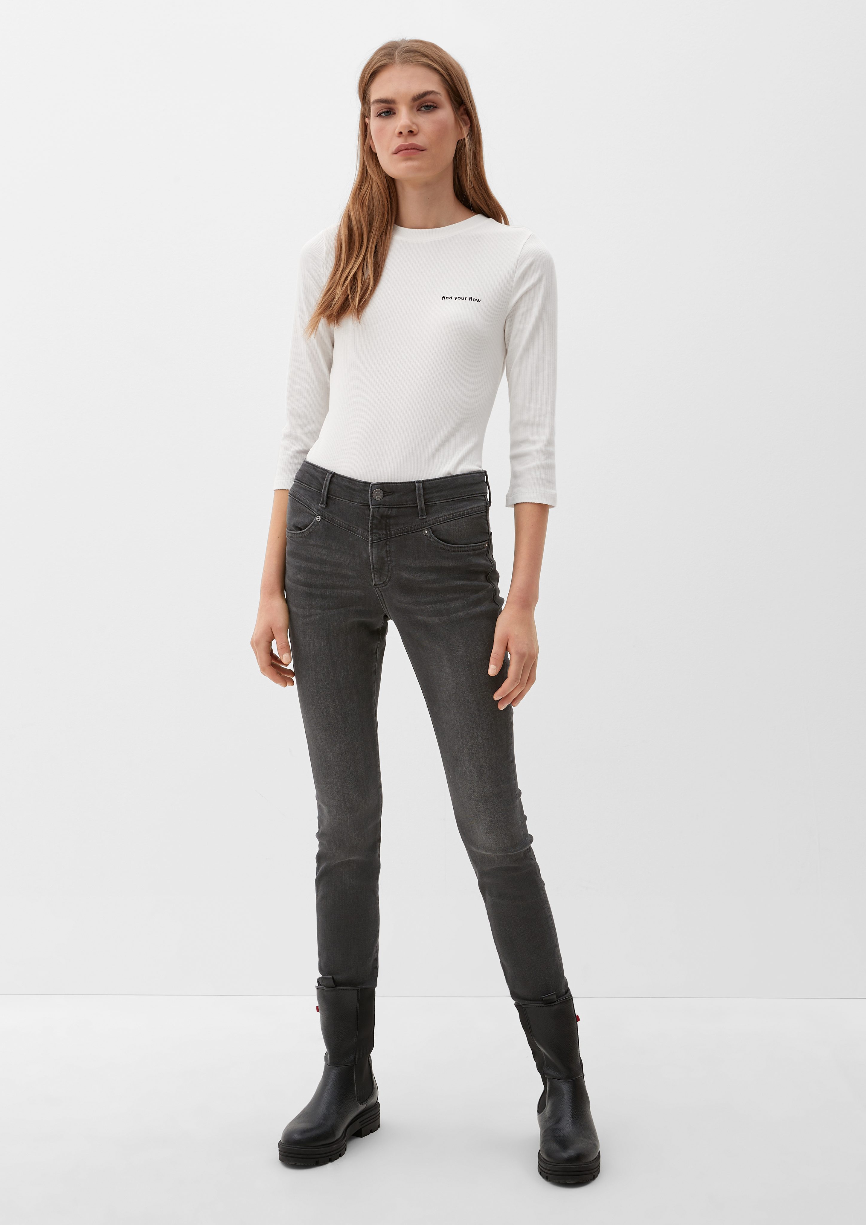 s.Oliver 5-Pocket-Jeans Jeans Izabell / Skinny Fit / Mid Rise / Skinny Leg grey stretched den