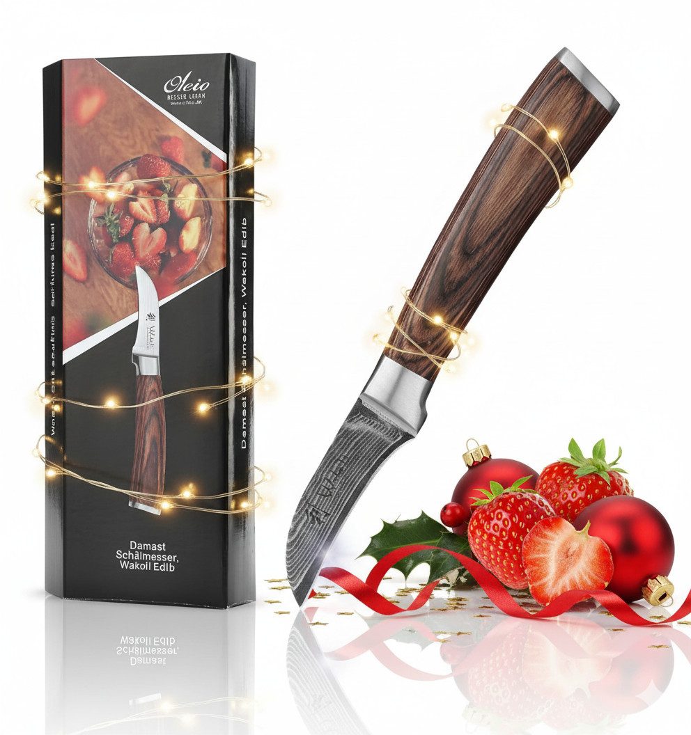 Wakoli Schälmesser EDIB Damast Gemüsemesser I Küchenmesser Kochmesser I 6cm Klinge, VG10 Kern, 67 Lagen Damaststahl, Pakkaholzgriff, inkl. Geschenkbox