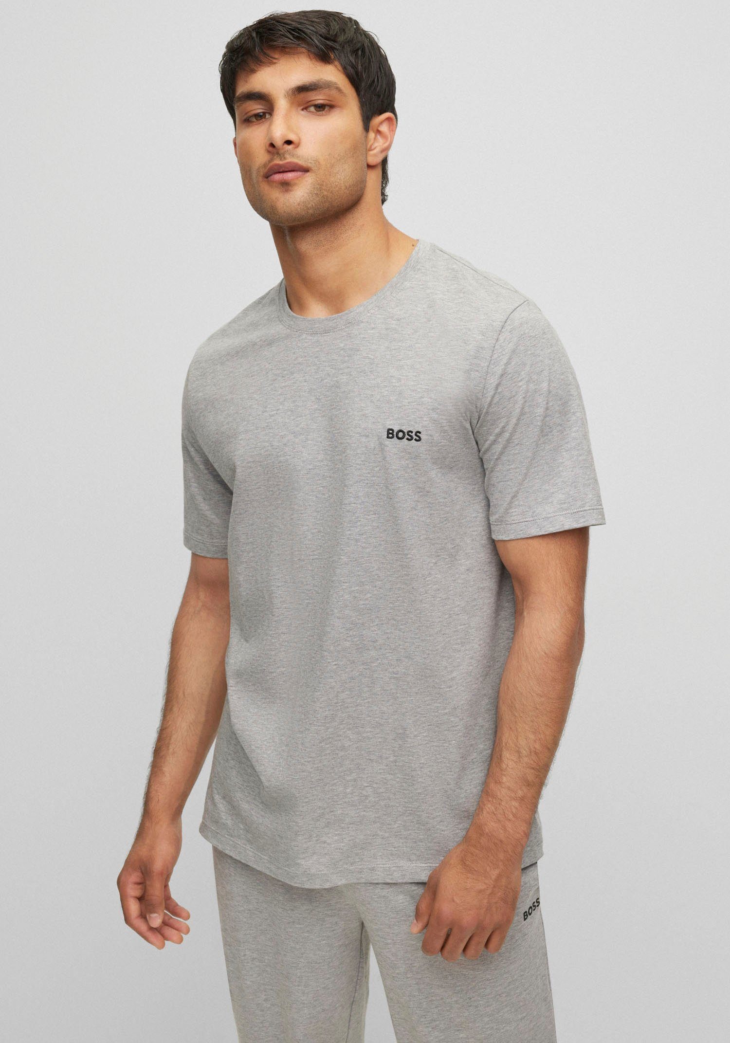 T-Shirt Brustlogo grau-meliert BOSS mit