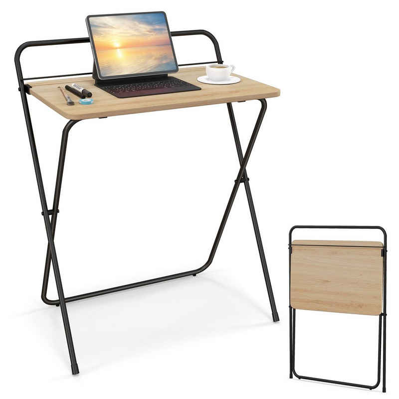 COSTWAY Computertisch, 60cm Schreibtisch Klappbar, mit Tablethalterung Metall