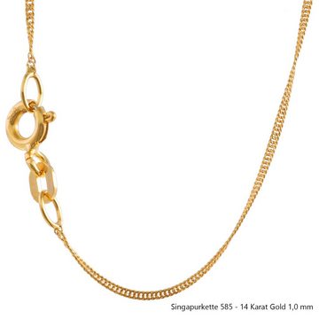 HOPLO Goldkette Goldkette Singapurkette Länge 40cm - Breite 1,0mm - 585-14 Karat Gold, Made in Germany