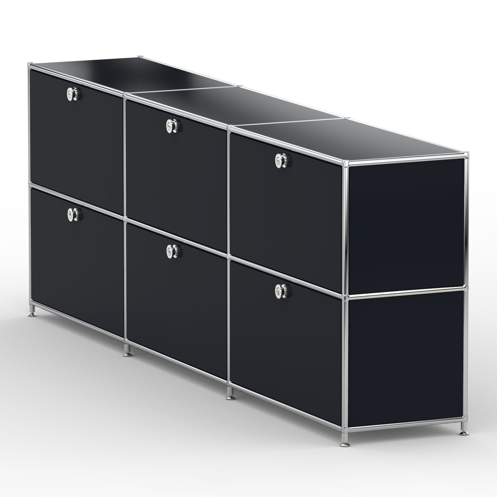 Versee Sideboard Aktenschrank, 6 Klappen & Schloss, Breite 227 cm (Sideboard für Büro und Home-Office, 1 Sideboard), Robust und langlebig, 50kg belastbar