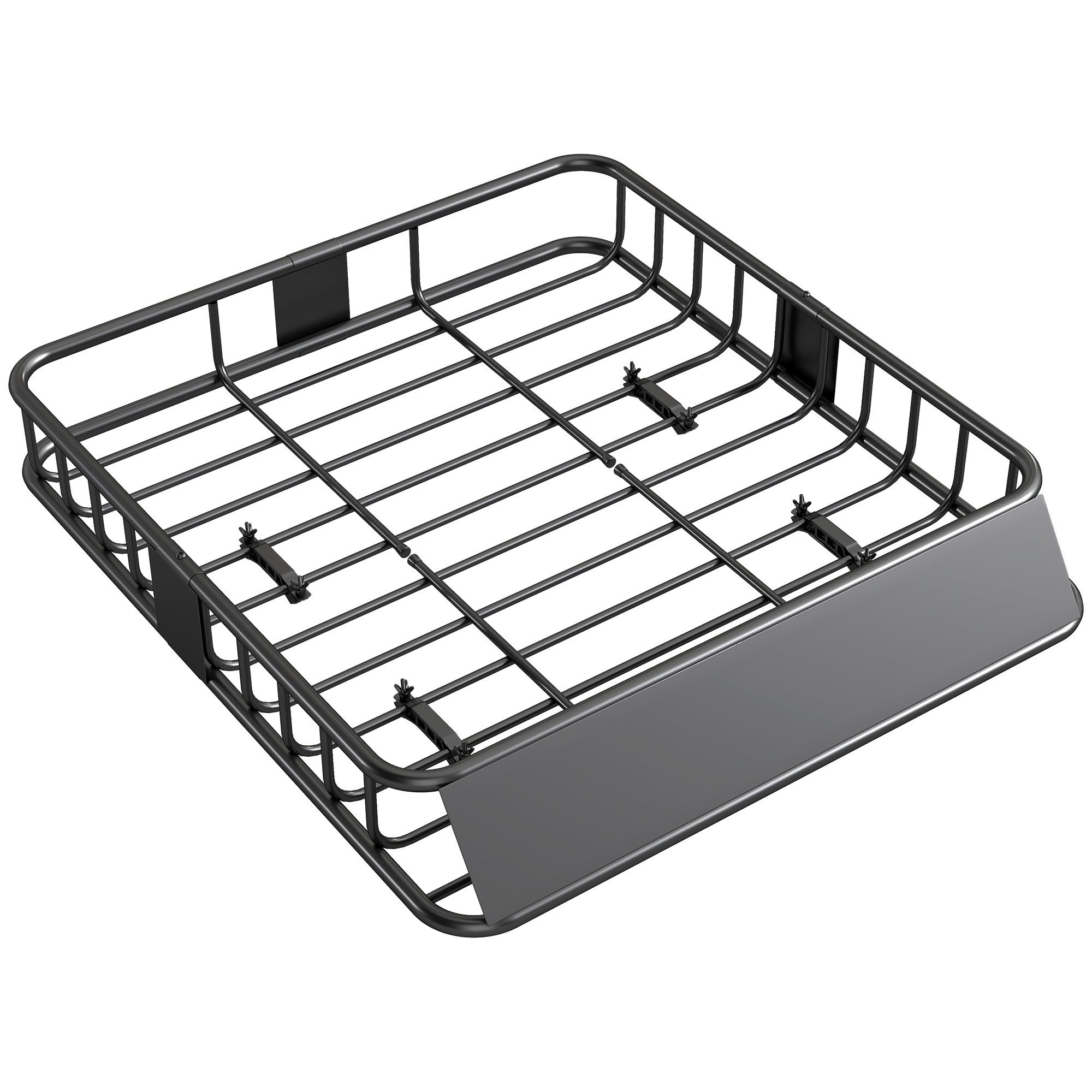 HOMCOM Dachträger mit Windschutz, bis 90,7kg belastbar (Dachgepäckträger, 1-St., Universal Dachkor), für SUV Trucks, 110,5 x 99,5 x 18,5cm, Schwarz