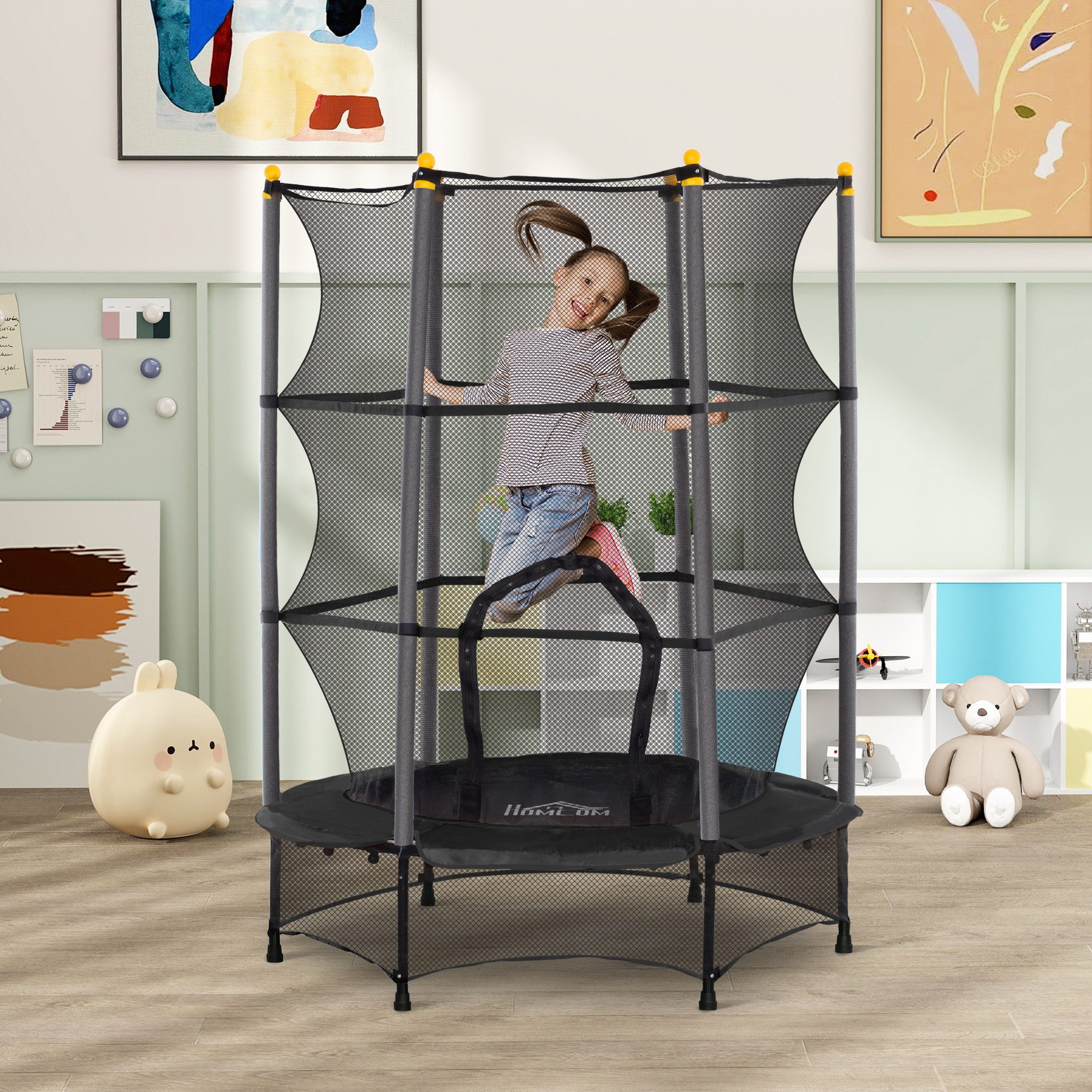 HOMCOM Kindertrampolin Ø140 cm, mit Sicherheitsnetz, günstig online kaufen