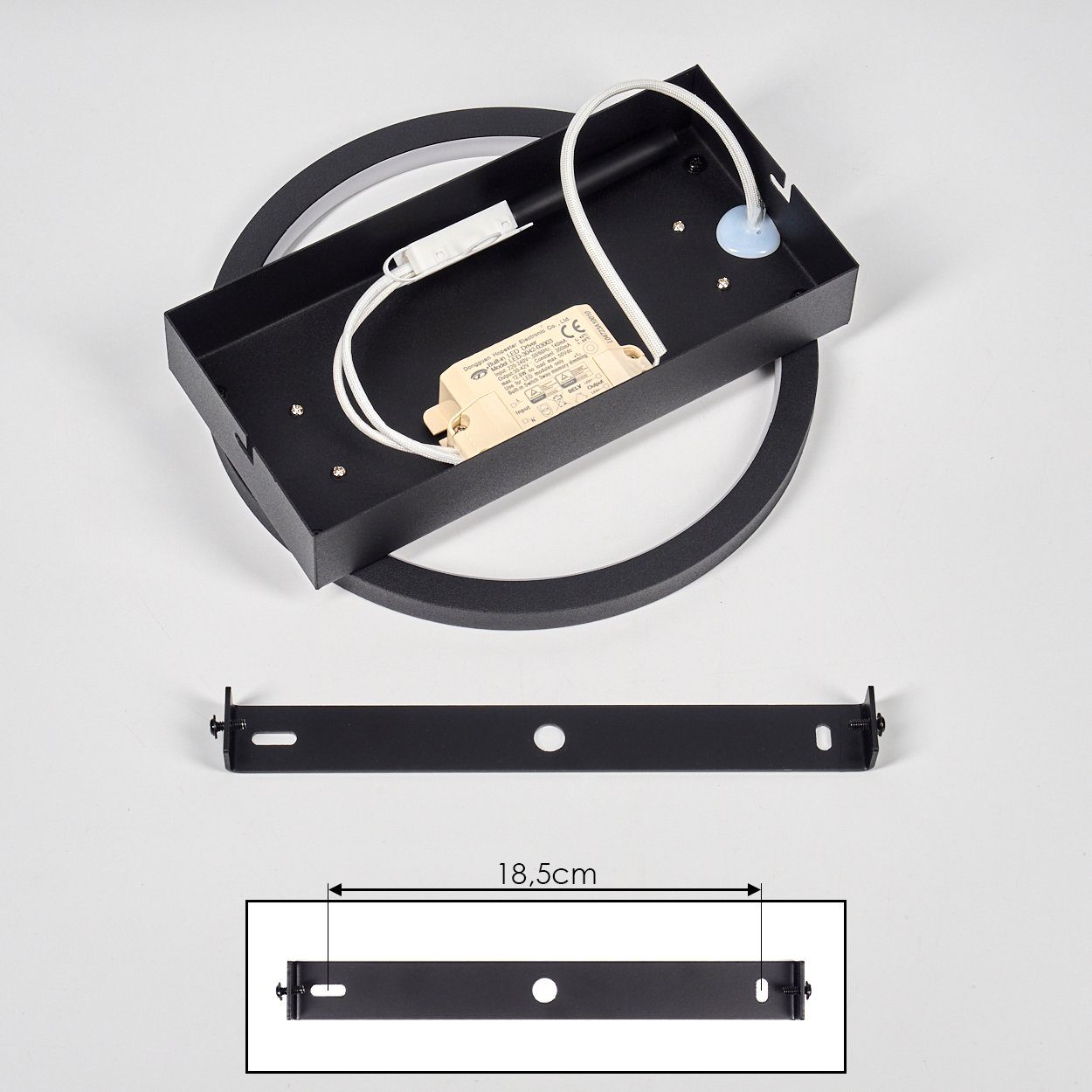 hofstein Deckenleuchte dimmbare Deckenlampe aus Metall/Holz/Kunststoff in Schwarz/Natur/Weiß, LED fest integriert, 3000 Kelvin, Leuchte Länge 22cm, 12 Watt, 170 – Bild 5 von 5