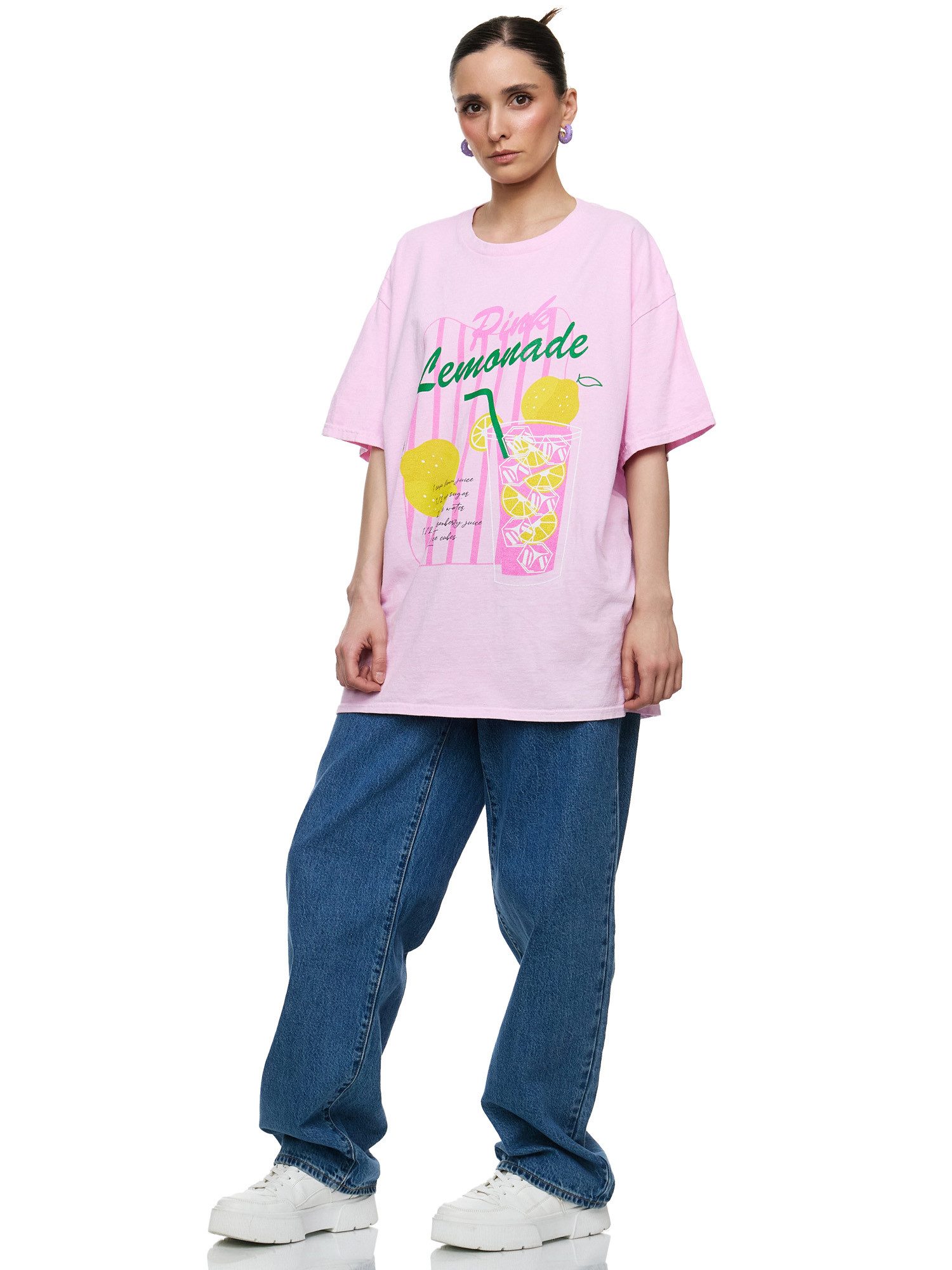 T-Shirt Worldclassca Oversized Print PINK LEMONADE T-Shirt Sommer Oberteil