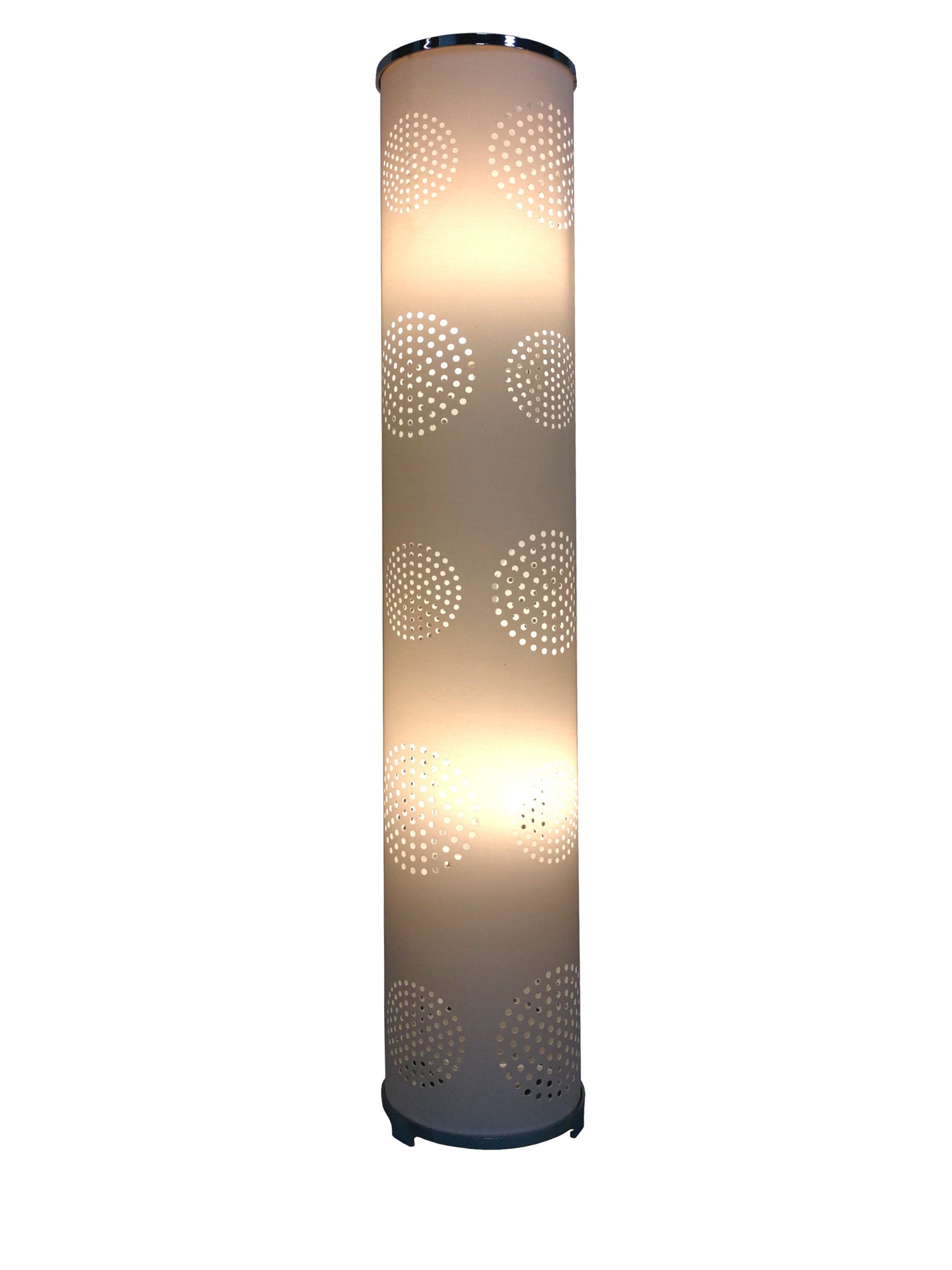 mit inkl. Deko-Stehlampe, 100cm WEISS Stehleuchte LED Wohnzimmer mit Höhe 1245L LED Stehlampe *WAIKIKI* ca. E14 Mond-Dekor, 2x Modern Standleuchte, LED Leuchtmittel in Weiß Design TRANGO Stehlampe, Lampe, Stoffschirm