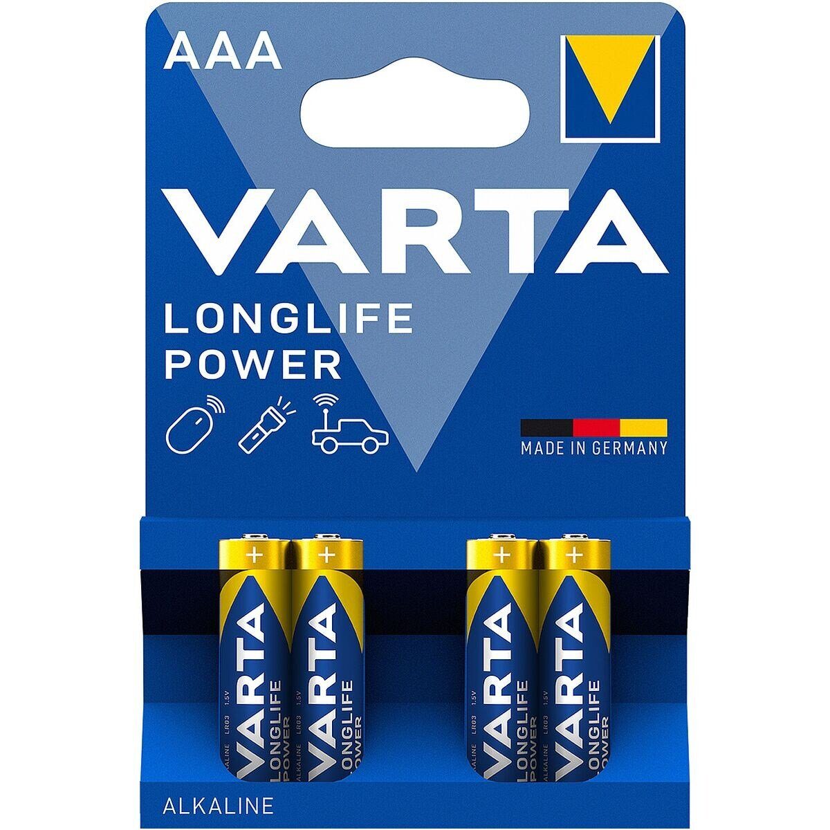 VARTA (4 LONGLIFE langer mit Lebensdauer AAA, St), Batterie, Power