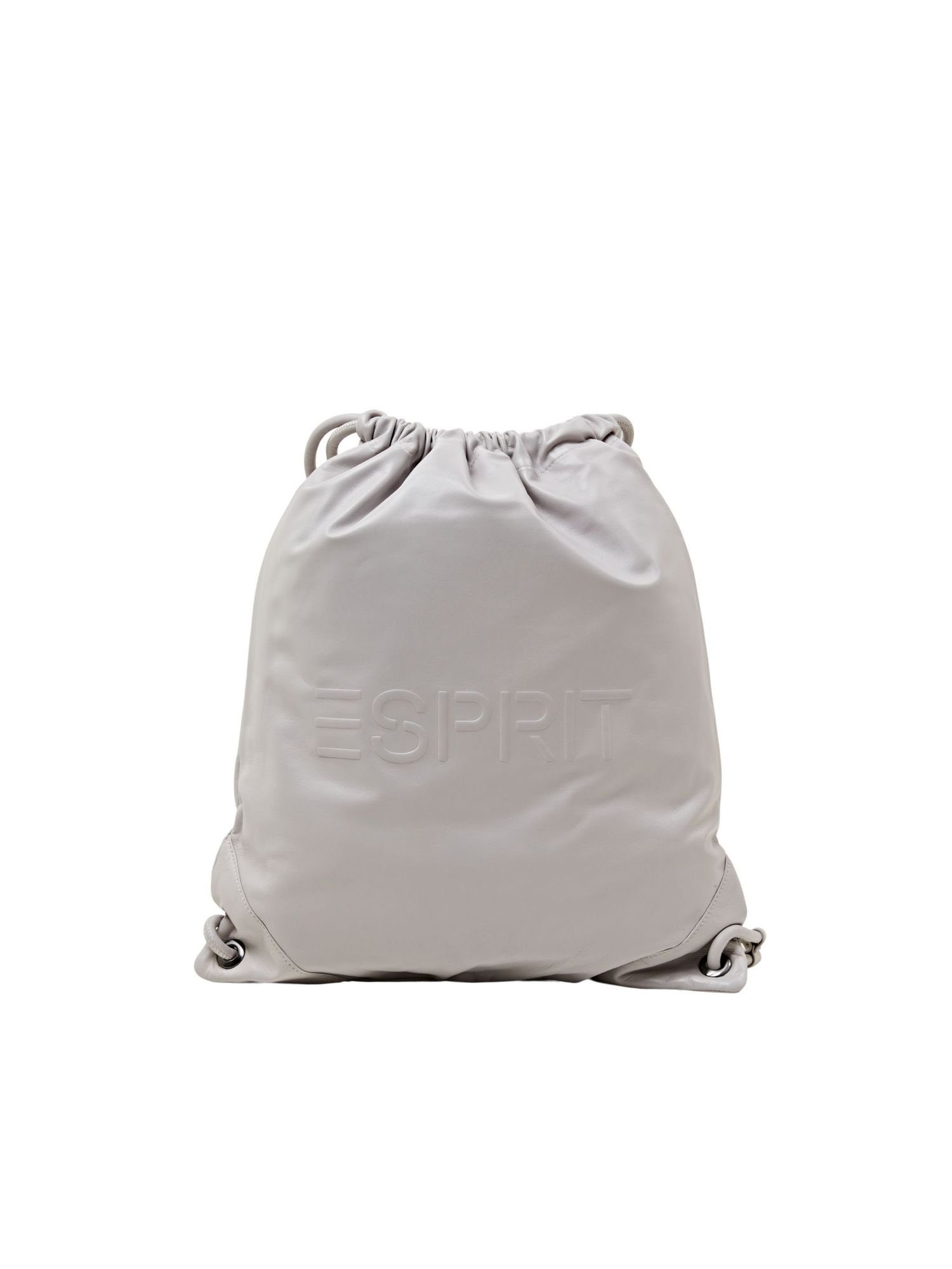 Esprit Rucksack Leder-Rucksack mit Logo und Kordelzug