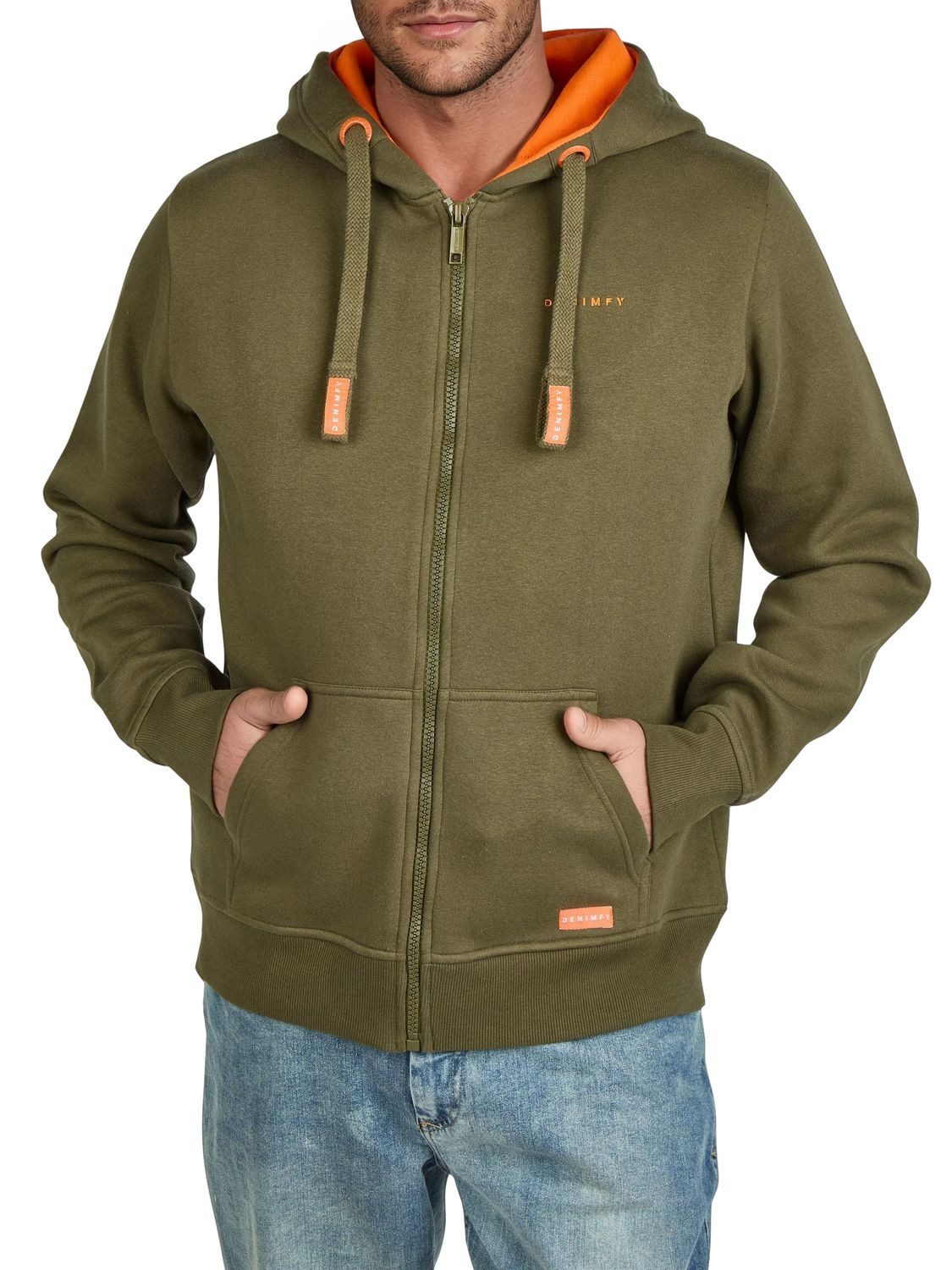 DENIMFY Kapuzensweatjacke Herren Sweatjacke DFLeo Regular Fit Hoodie mit Kängurutasche