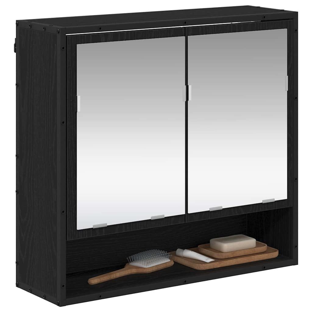 vidaXL Badezimmerspiegelschrank Badezimmer-Spiegelschrank Schwarze Eiche 65 günstig online kaufen