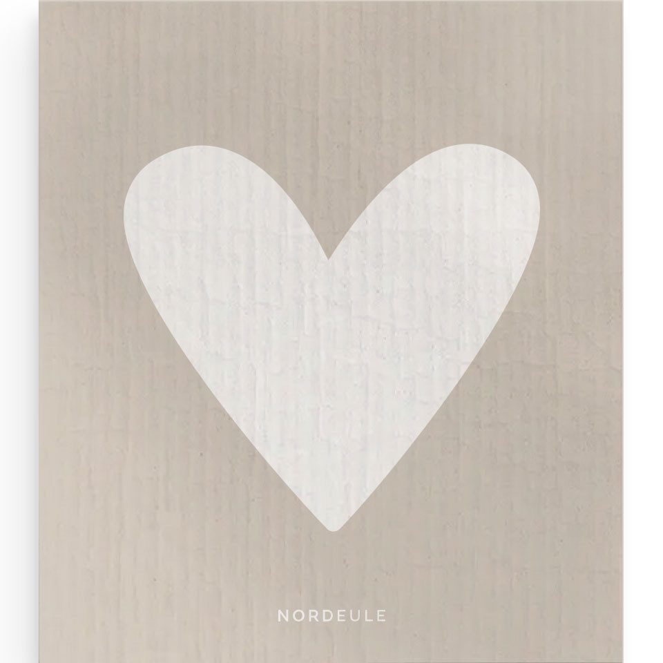NORDEULE Herz Beige Reinigungstuch (70 % Holz-Zellulose, 30 % Baumwolle, Set, 9-tlg., ideal als Geschenk, Mitbringsel zu Ostern, Weihnachten, Geburtstag)