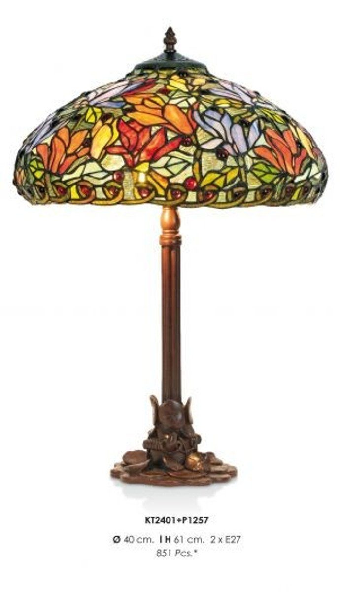 Casa Padrino Tischleuchte Tiffany Hockerleuchte Höhe 61 cm, Durchmesser 40 cm - Leuchte Lampe